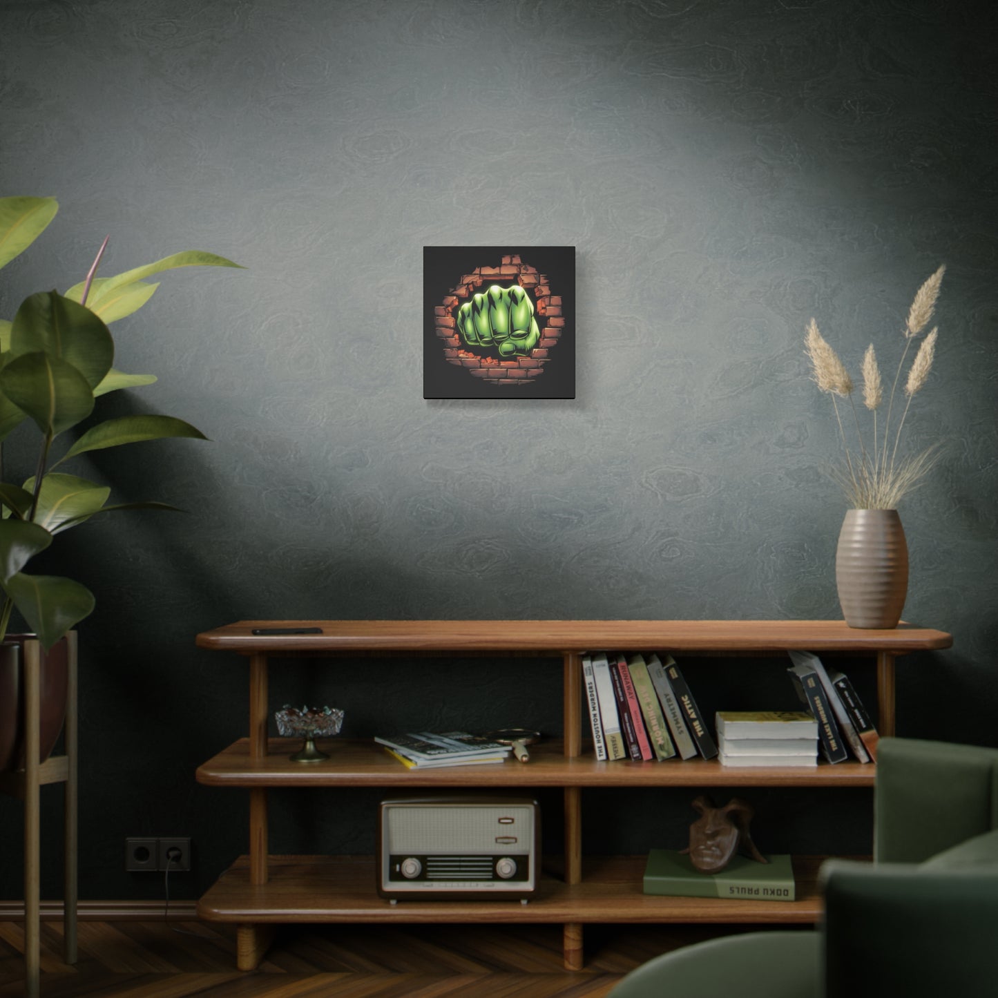 Wall Canvas Green Fist Smashing Design, Wall Art, Comic Canvas