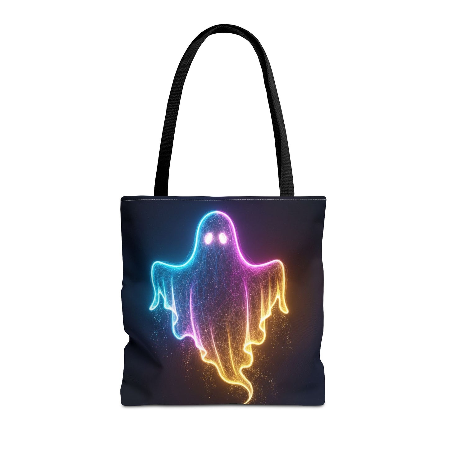 Neon Ghost Tote Bag - Bright Colorful Ghost Print Shoulder Tote, Spooky Cute Reusable Canvas Bag, Halloween Aesthetic Everyday Carry