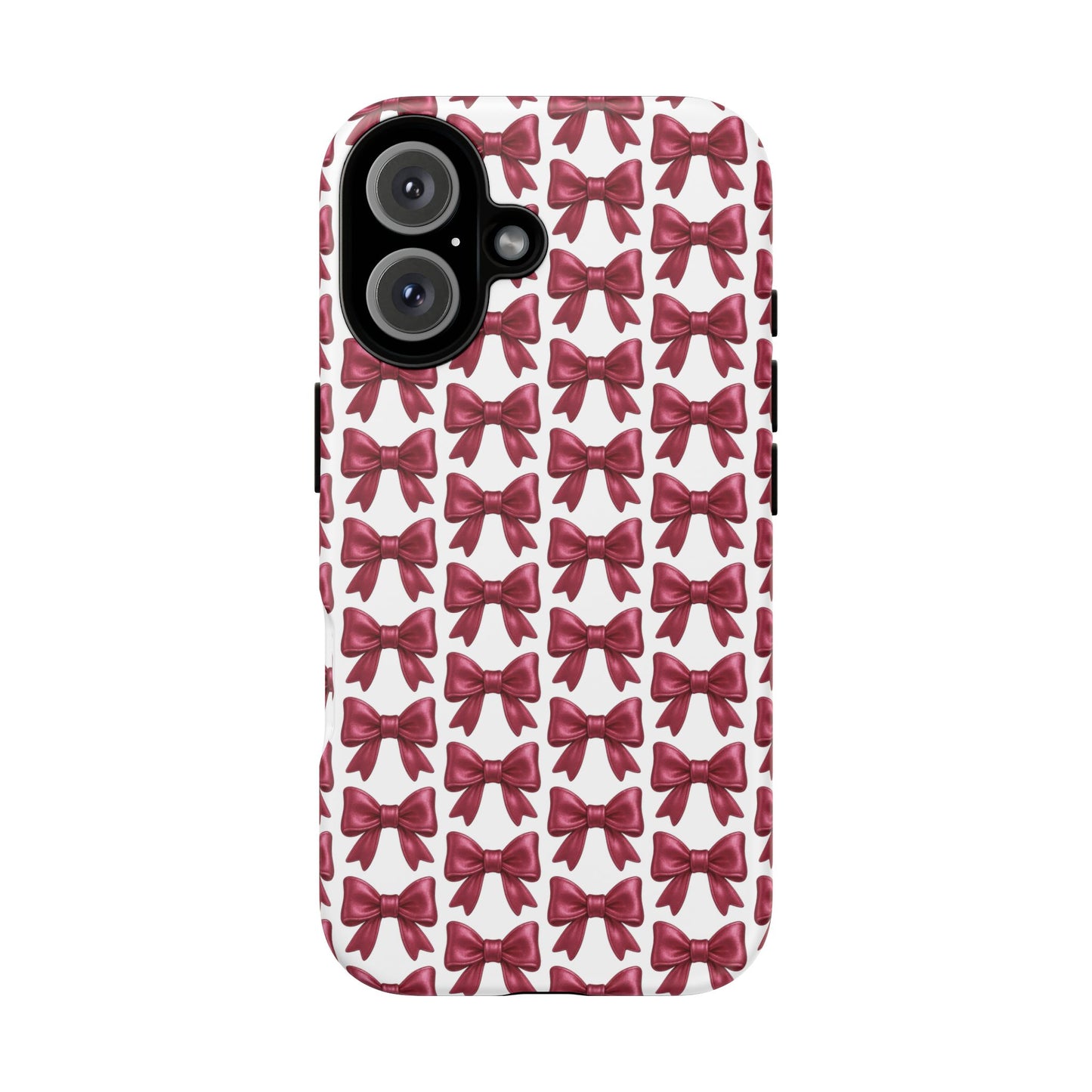 Coquette Bow iPhone Case - Burgundy Ribbon Pattern Phone Cover, Girly Aesthetic Accessory, Cute Gift for Her