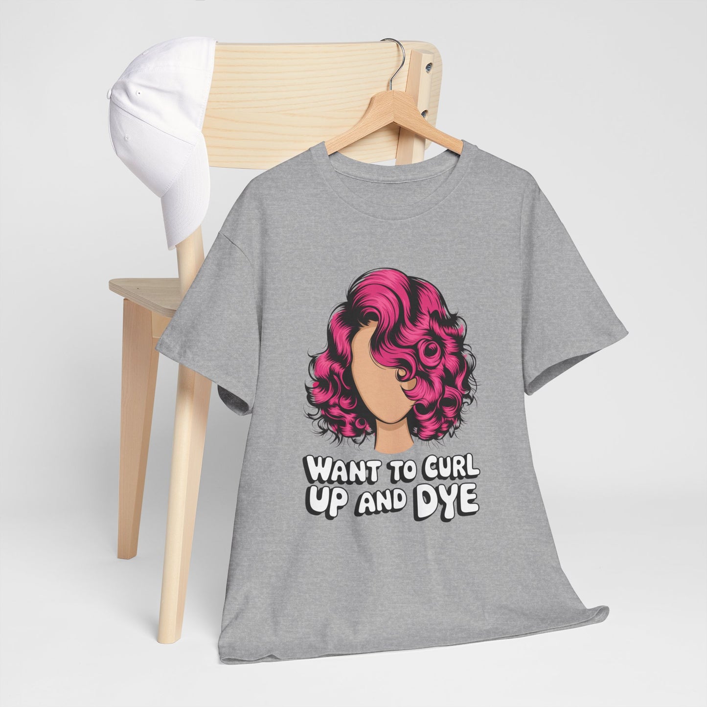 Curly Hair Tee: Want To Curl Up And Dye – Funny Hair Colorist Tee, Salon & Curl Lovers Gift, Trendy Graphic Shirt for Hairstylists