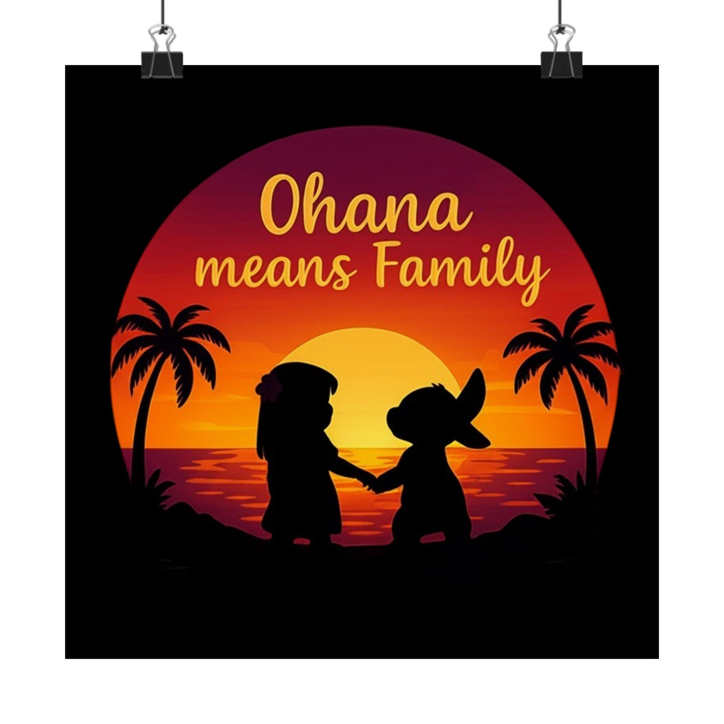 Ohana Means Family Poster - Sunset Wall Art, Family Inspired Print, Hawaiian Quote Decor, Family Room Aesthetic
