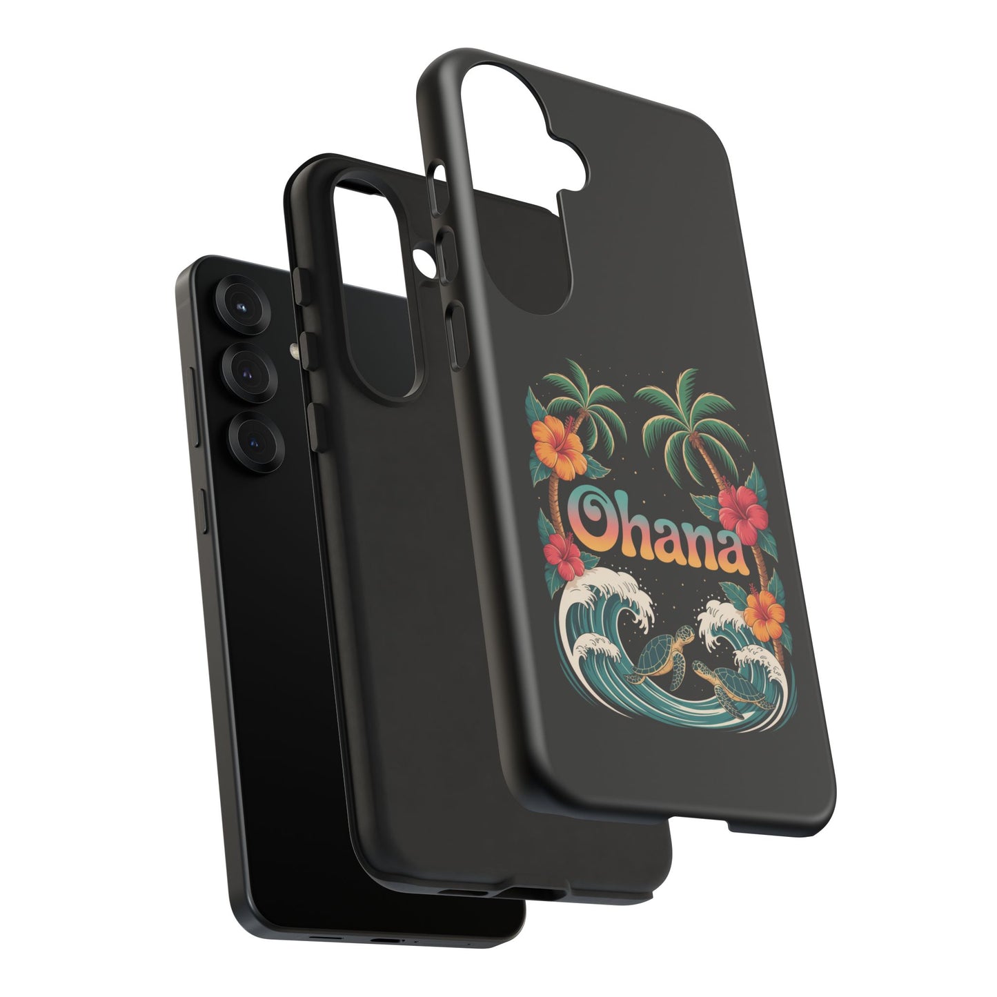 Tropical Ohana Samsung Case - Summer Beach Phone Cover - Hawaiian Palm & Hibiscus Design - Rugged & Glossy Protector for Galaxy