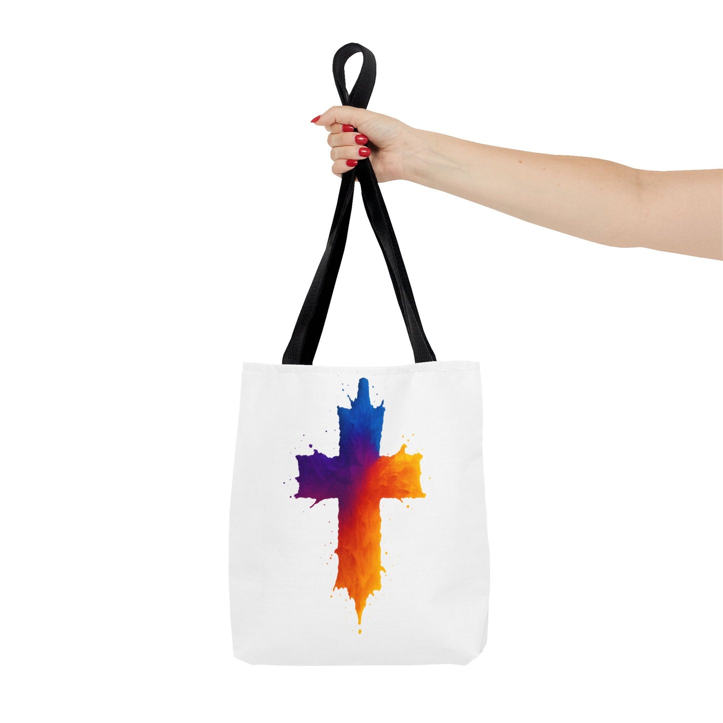 Watercolor Cross Tote Bag, Faith Tote, Christian Gift Bag, Religious Art Shoulder Bag, Inspirational Everyday Carry, Spiritual Cross Design Tote