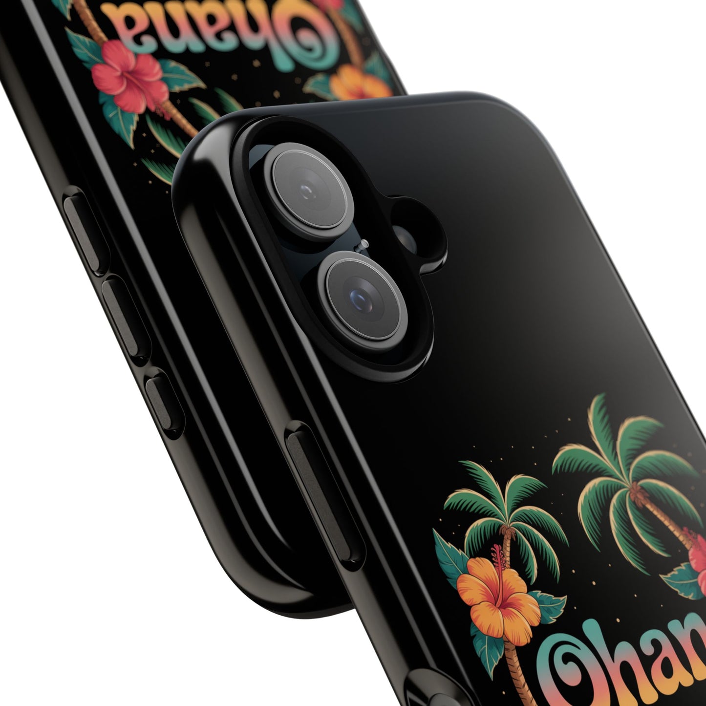 Tropical Ohana iPhone Case - Beach Vibes Cover with Palms, Hibiscus and Turtles - Rugged and Glossy Summer Phone Protector
