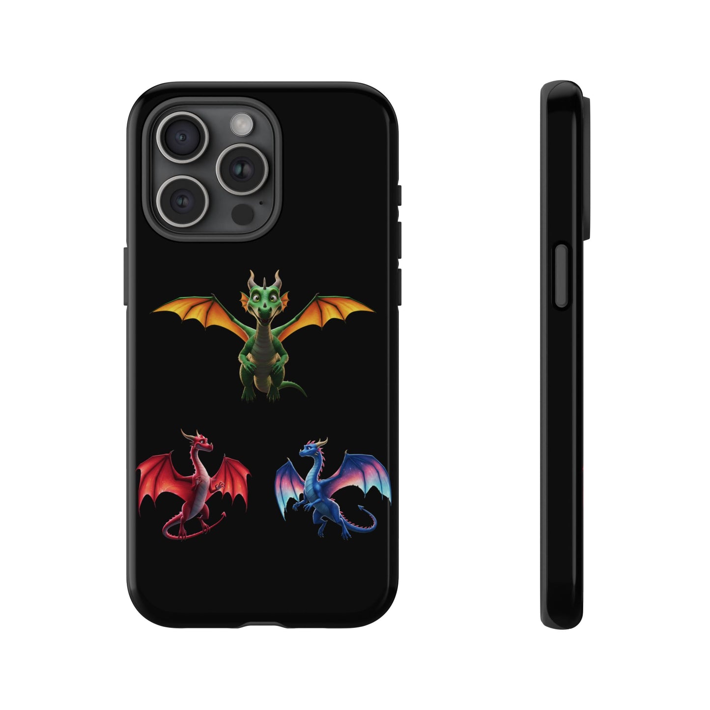 Vibrant Fantasy Dragon iPhone Case - Tough Armor Cover for iPhone 15/14/13 - Colorful Mythical Wings Gift for Dragon Lovers