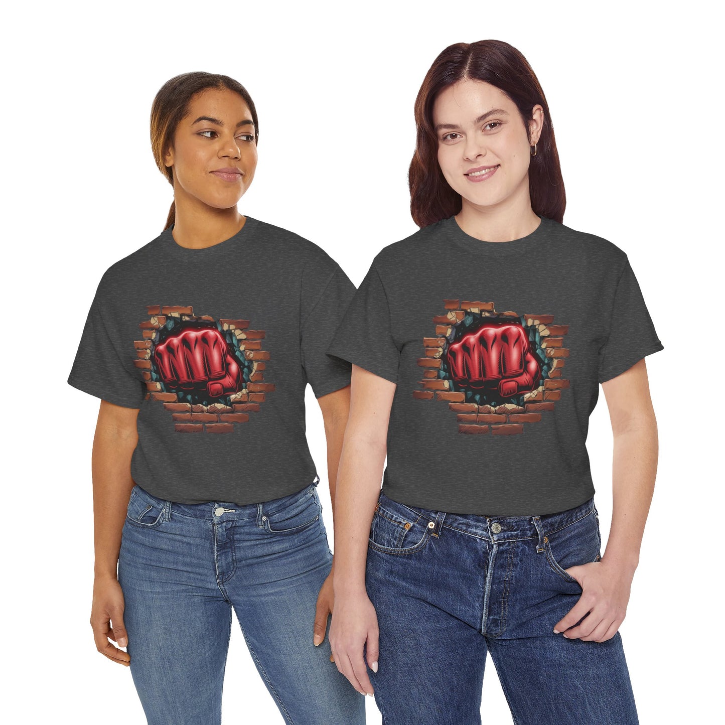 Impact Fist Graphic T-Shirt – Punch Through Brick Wall Design | Bold Streetwear Tee for Fighters, Gym & Edge-Lovers