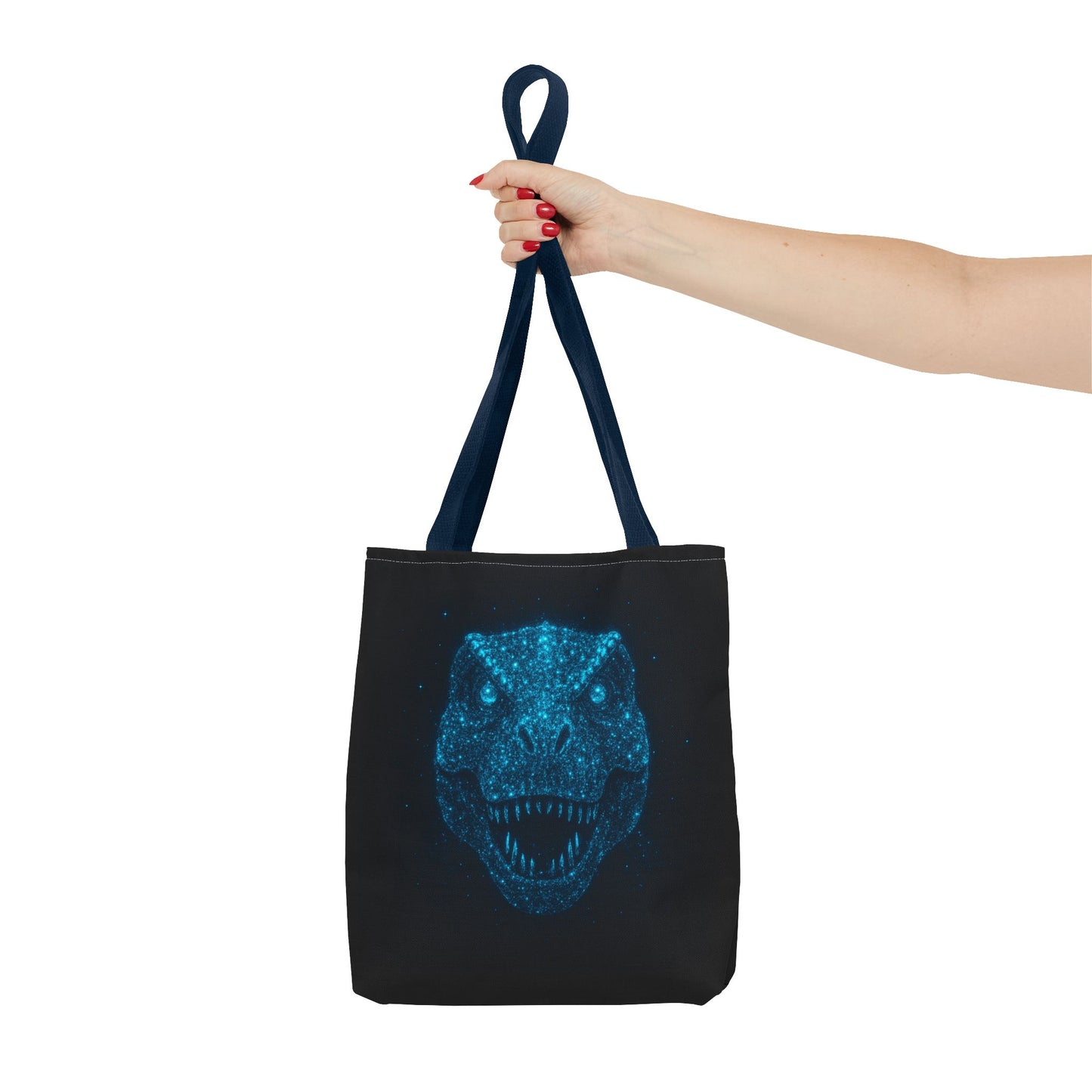Bioluminescent Dino Tote Bag | Retro T-Rex Galaxy Canvas Shopper - Eco AOP Tote, Ocean Glow Dinosaur Art, Gift for Paleontology Fans