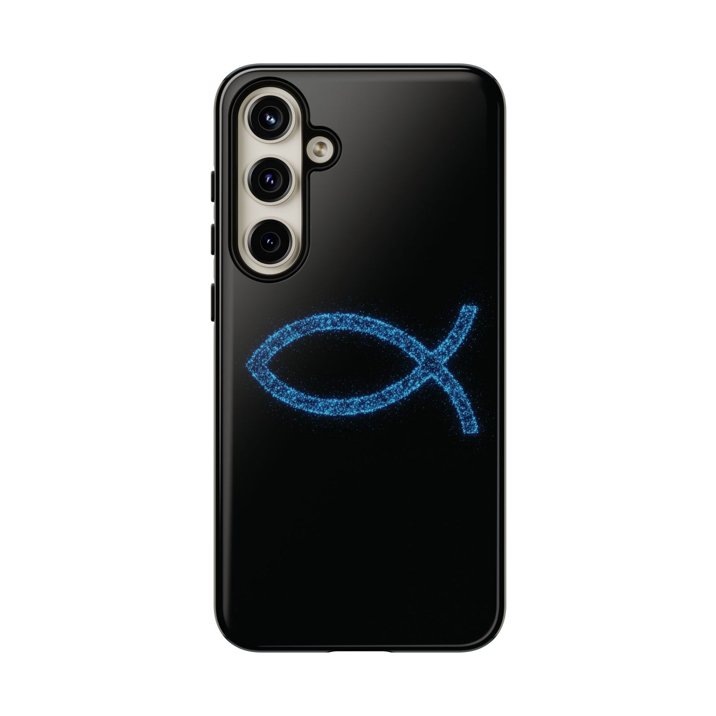 Blue Glitter Fish Symbol Samsung Phone Case - Durable & Stylish for Faith Enthusiasts