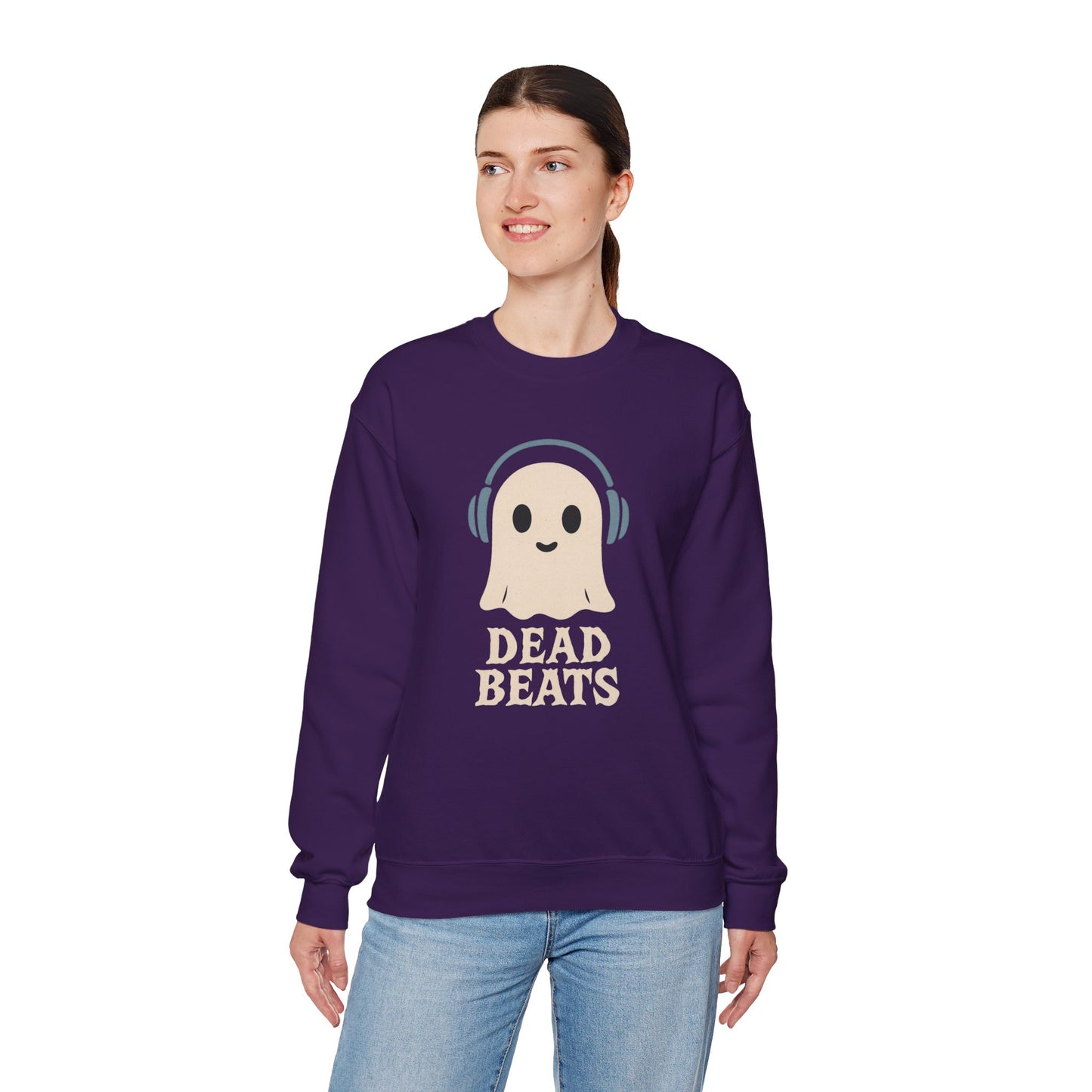 Dead Beats Ghost Sweatshirt, Funny Halloween Crewneck, Spooky Season Pullover, Music Lover Halloween Shirt, Cute Ghost Graphic Top