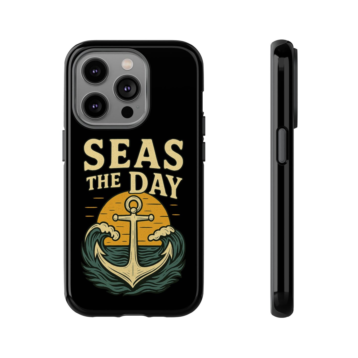 Seas the Day iPhone Case – Nautical Anchor Phone Cover – Ocean Pun Gift – Beach Lover iPhone Accessory – Summer Adventure Phone Case
