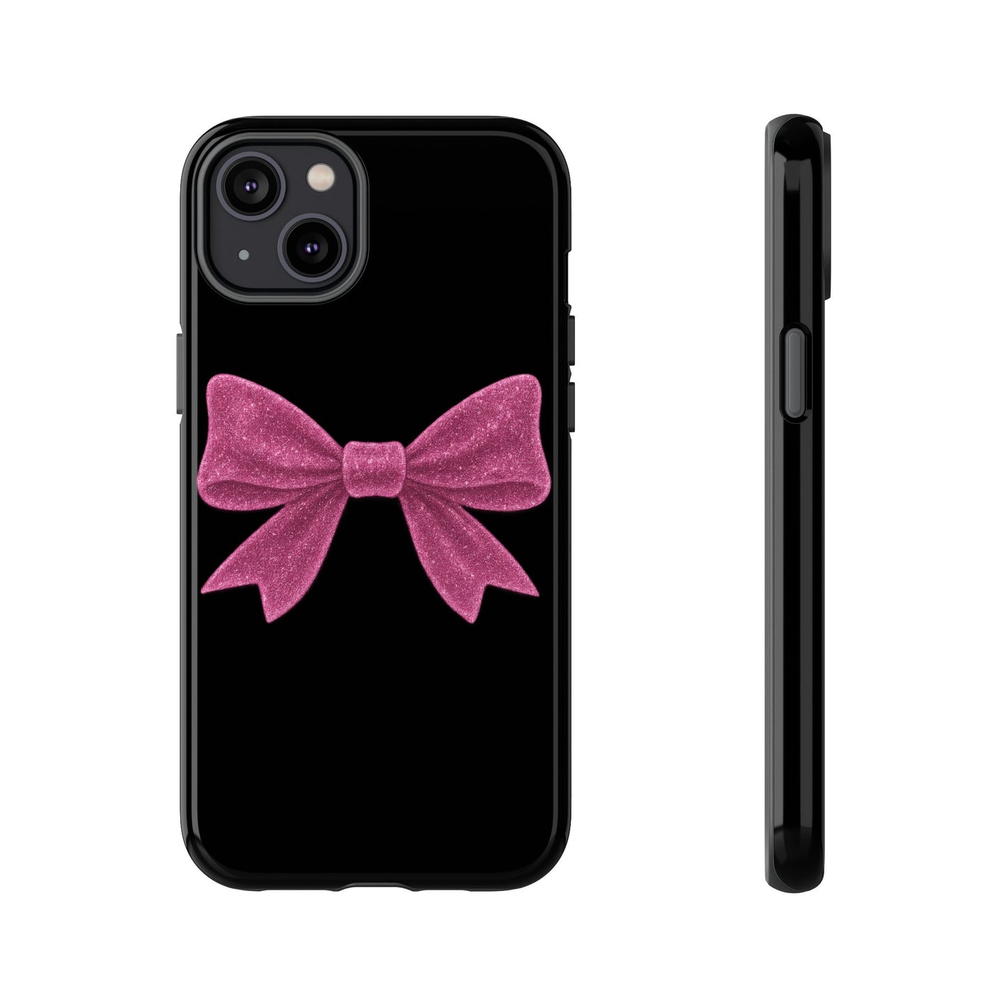 Pink Bow iPhone Case β Coquette Aesthetic Phone Cover β Glitter Soft Girl Tech Accessory β Cute Glossy Pinkcore Case β Gift for Her
