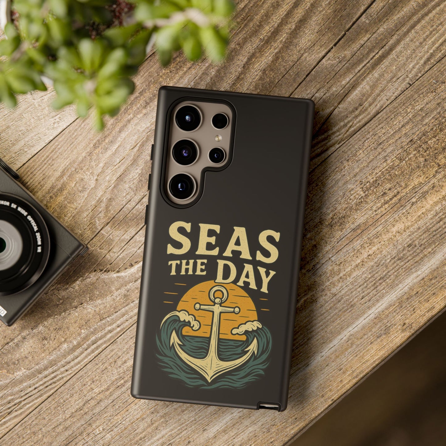 Seas the Day Samsung Case – Nautical Phone Case – Anchor Pun Gift – Ocean Lover Accessory – Motivational Phone Cover – Beach Vibes Case