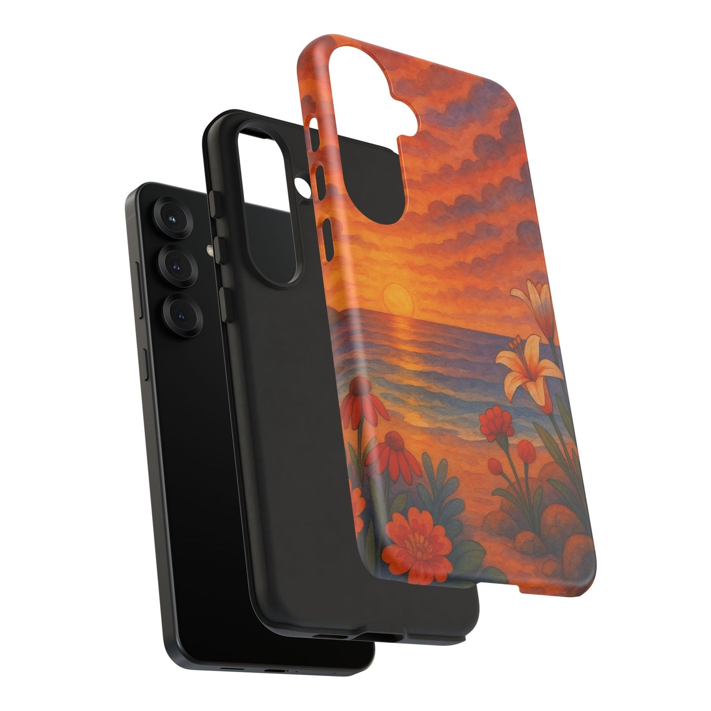 Samsung Case - Floral Ocean Sunset Watercolor Nautical Phone Case Beach Samsung Case Ocean Sunset Theme
