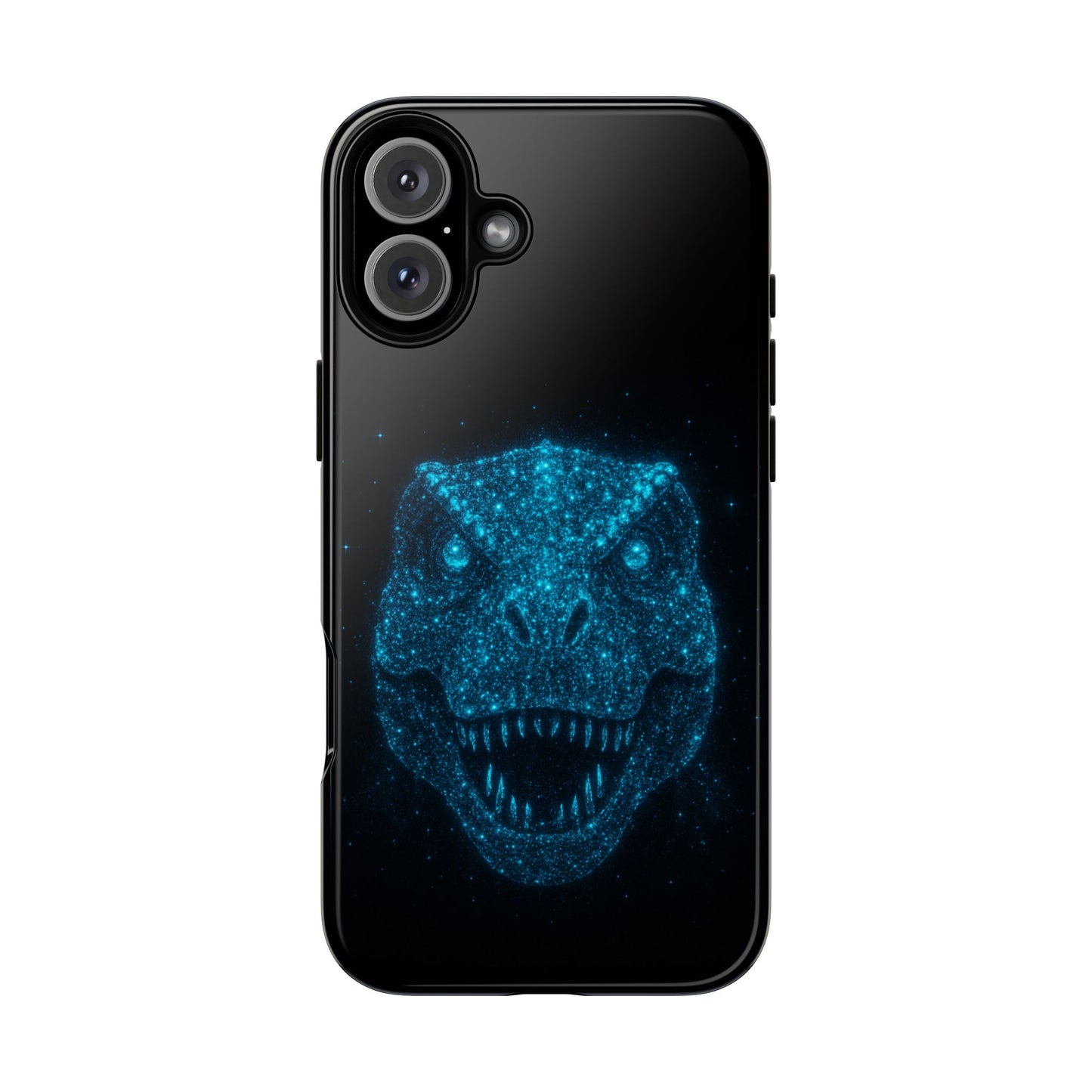 Bioluminescent Particle T-Rex iPhone Case - Galaxy-Style Cosmic Dino on Tough Dual-Layer Cover, Gift for Dino & Space Fans