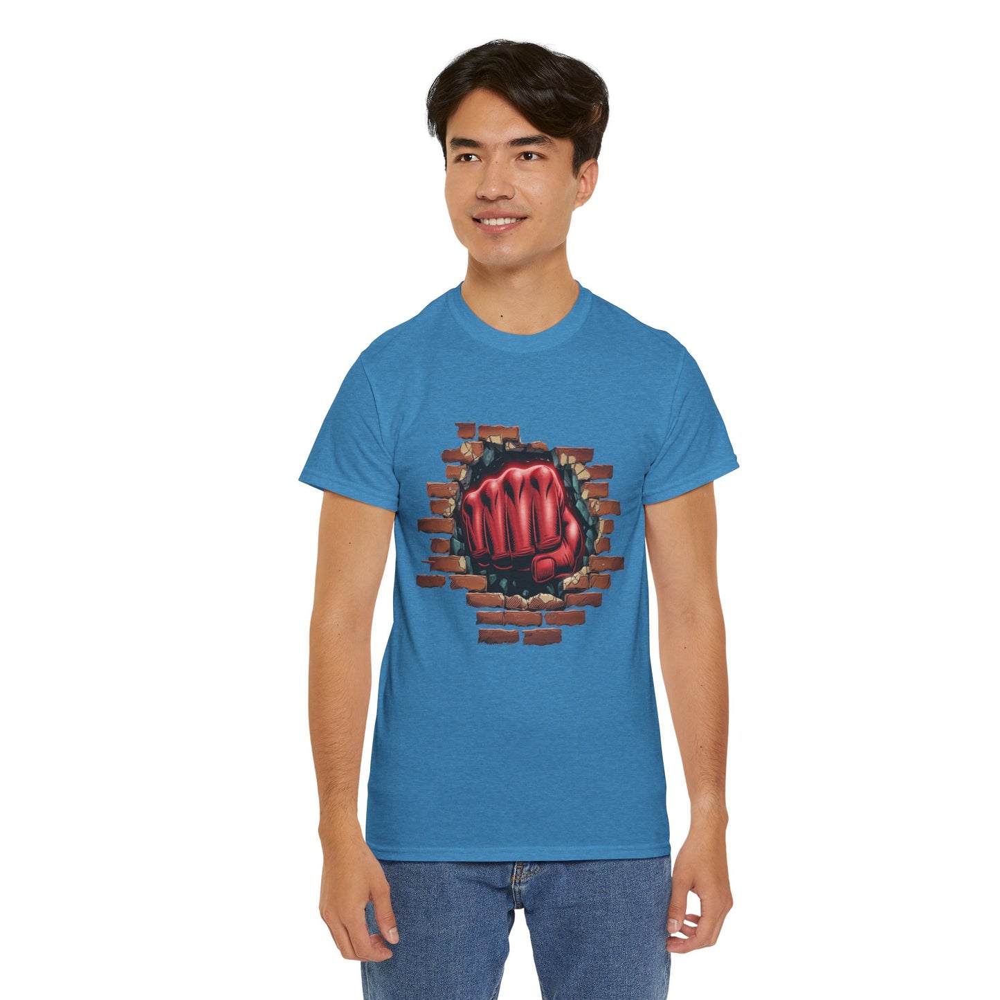 Impact Fist Graphic T-Shirt – Punch Through Brick Wall Design | Bold Streetwear Tee for Fighters, Gym & Edge-Lovers