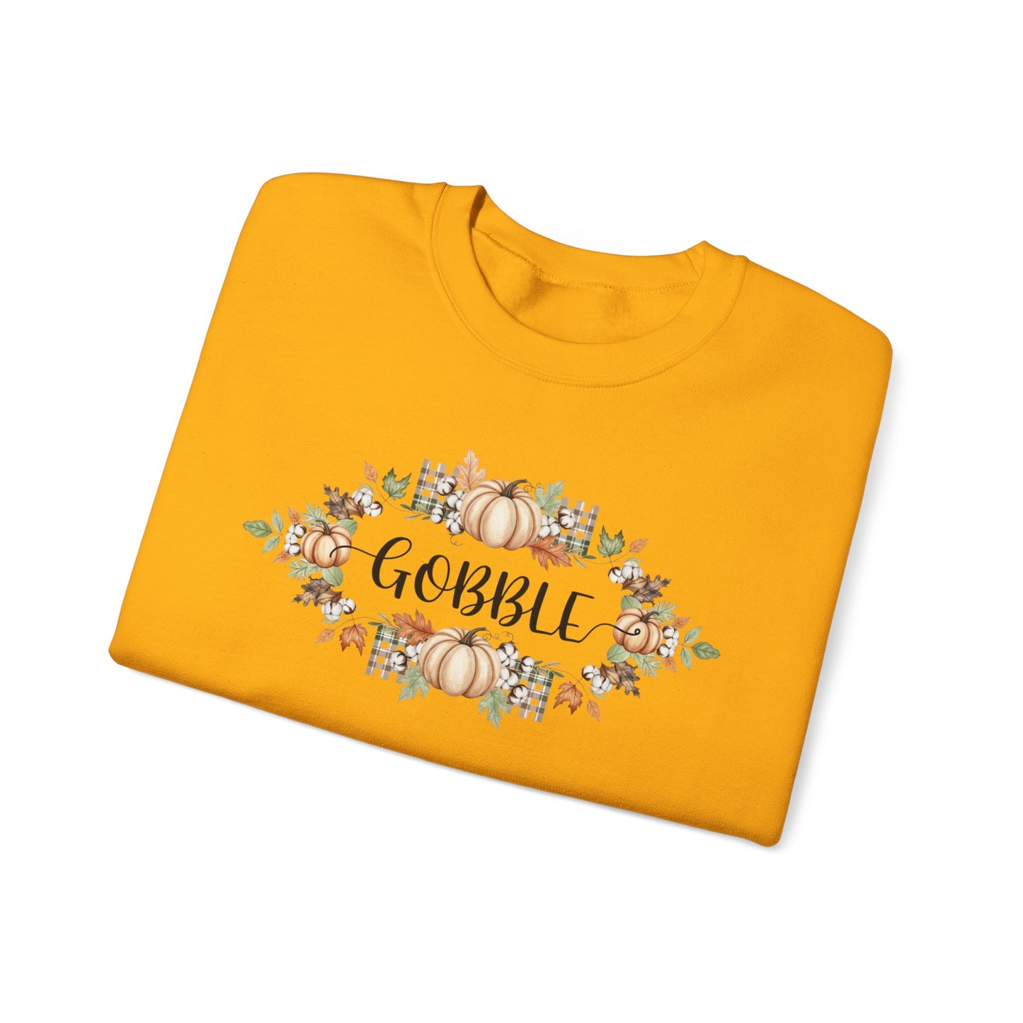 Gobble Thanksgiving Sweatshirt, Rustic Fall Turkey Crewneck, Autumn Pumpkin Floral Pullover, Thanksgiving Outfit Sweater Gift