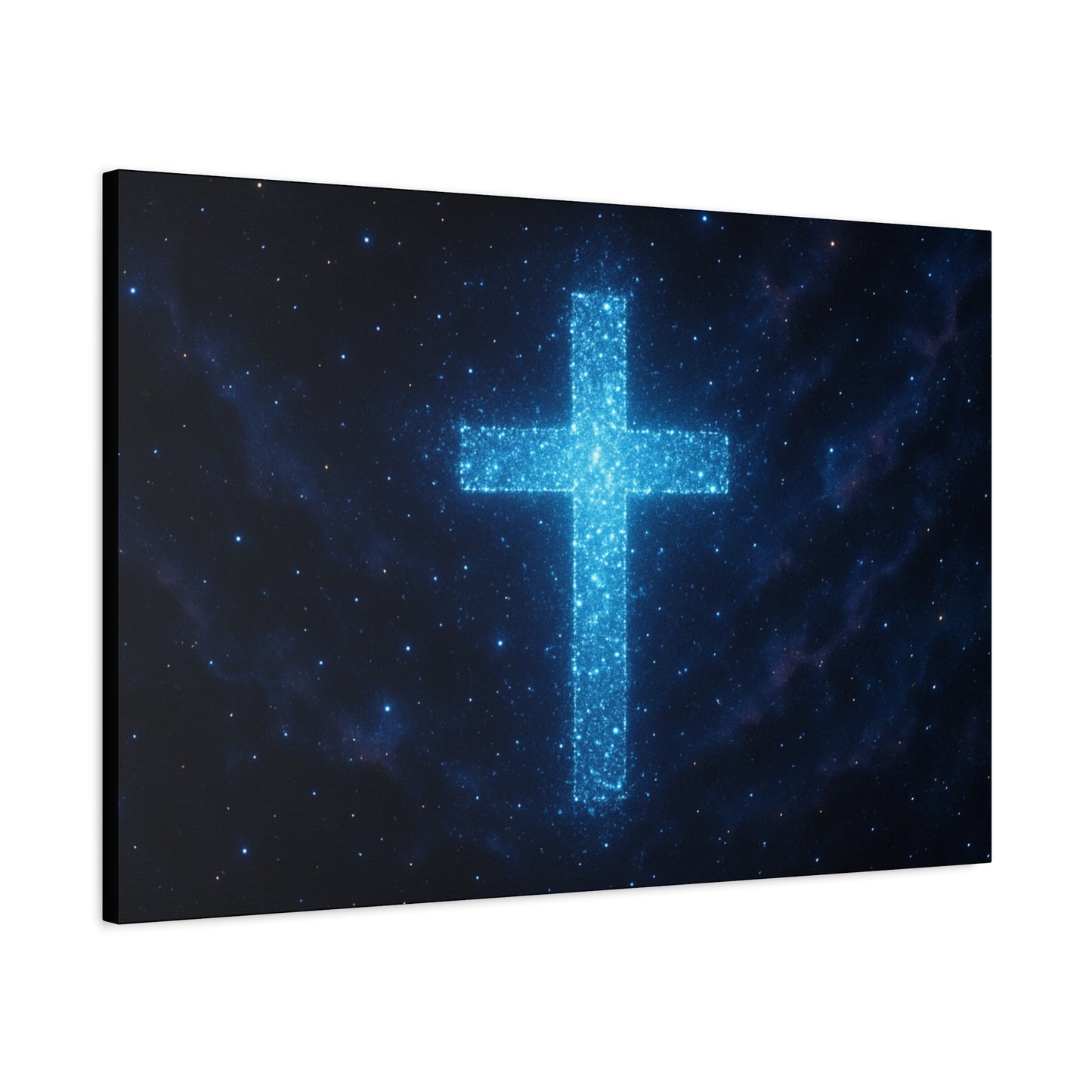 Canvas Wall Art - Bioluminescent Cross Design Spiritual Decor Christian Art Religious Canvas Gift for Believers