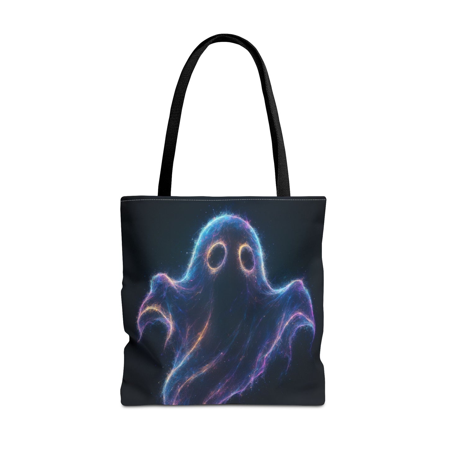 Neon Ghost Tote Bag, Spooky Halloween Canvas Tote, Glowing Cosmic Ghost Design Bag, Reusable Trick Or Treat Tote, Gothic Gift Accessory