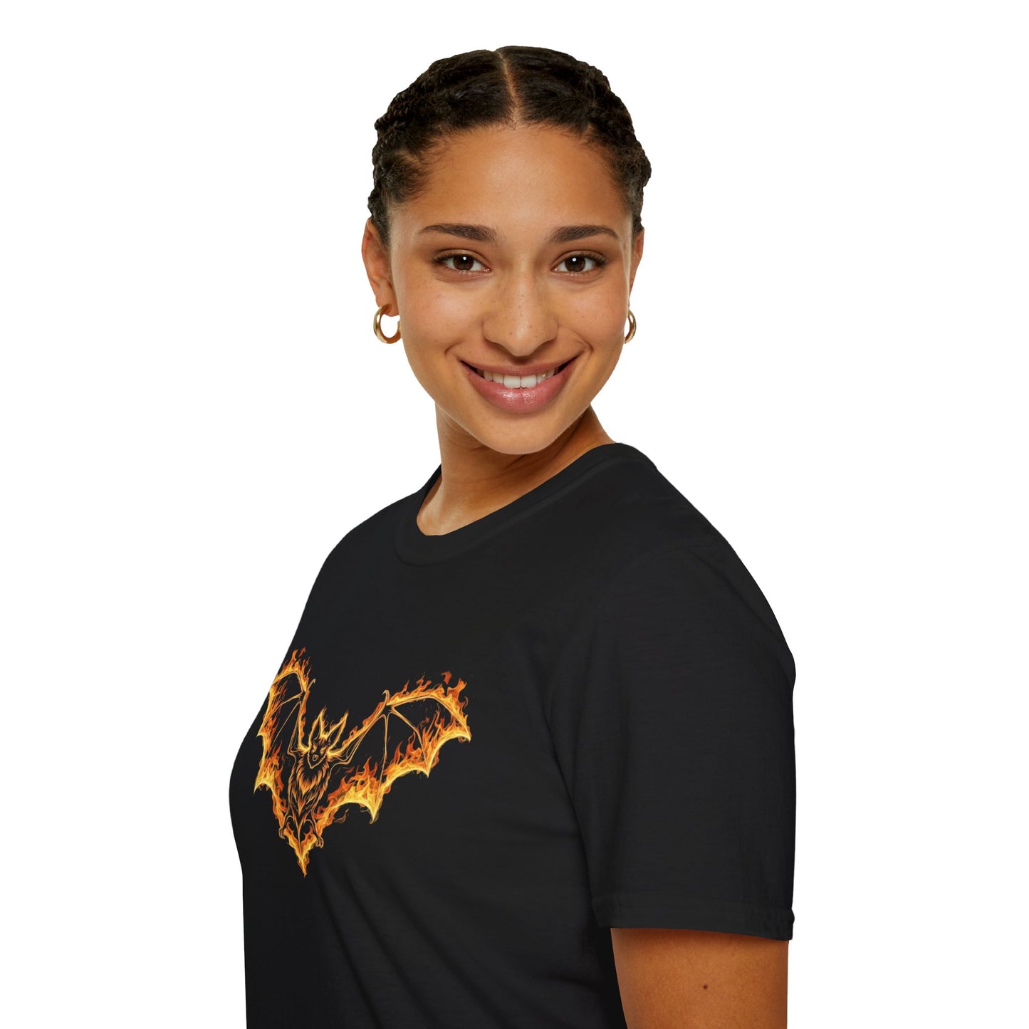 Flaming Bat T-Shirt | Fire Bat Gothic Graphic Tee | Halloween Creature Shirt | Fantasy Bat Design | Metalcore Dark Aesthetic Shirt