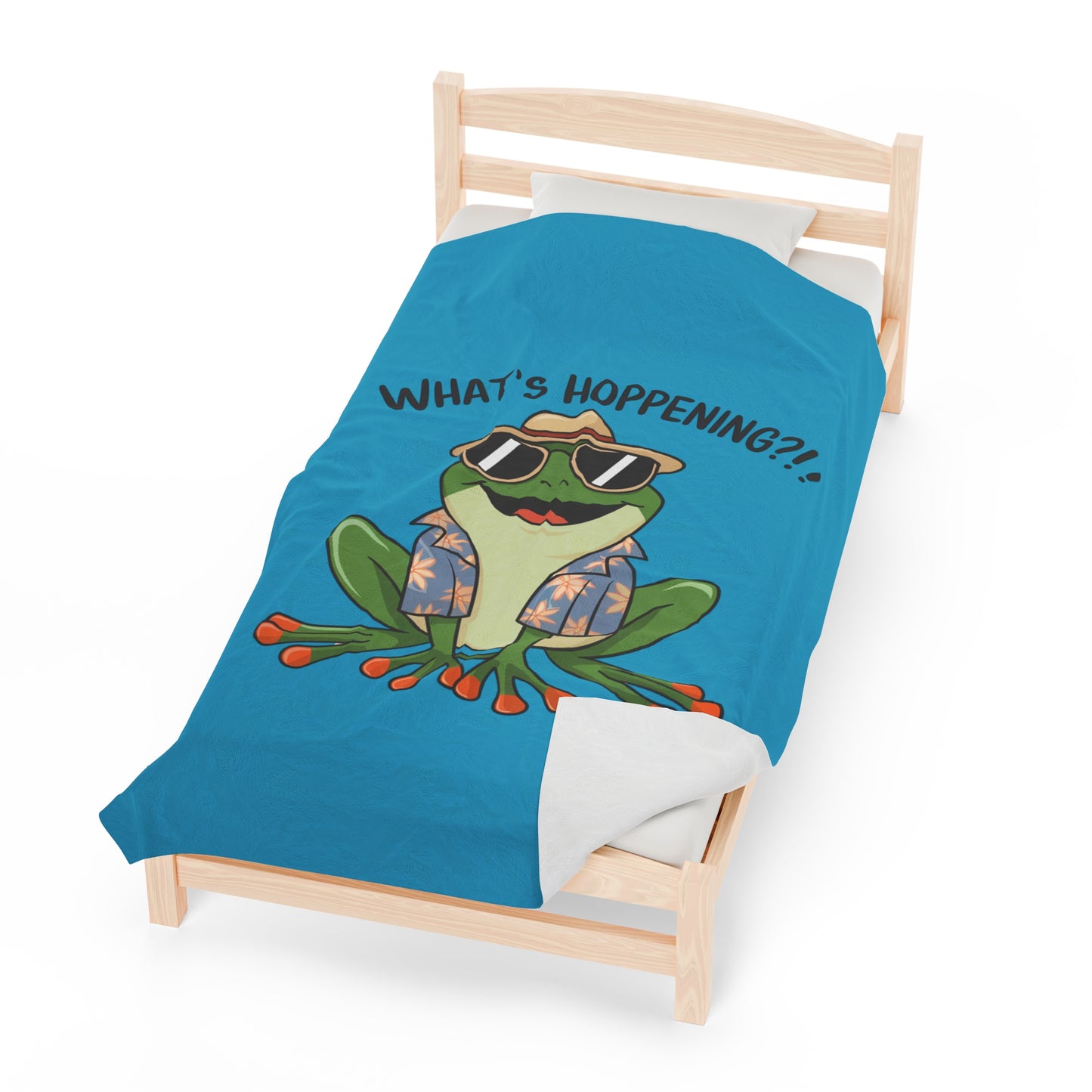 Plush Blanket - Frog What's Hoppening Pun Design