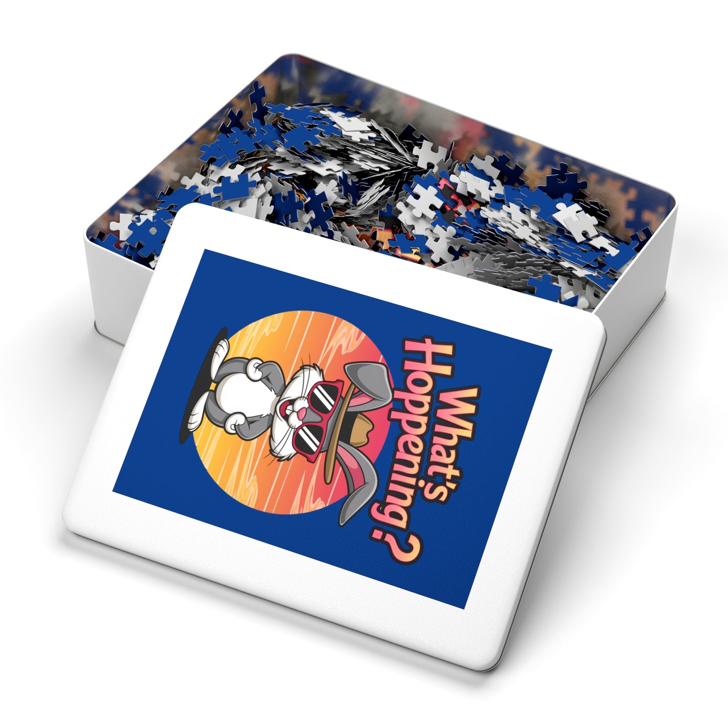 Retro Cartoon Puzzle - What's Happening? Jigsaw Puzzle with Tin