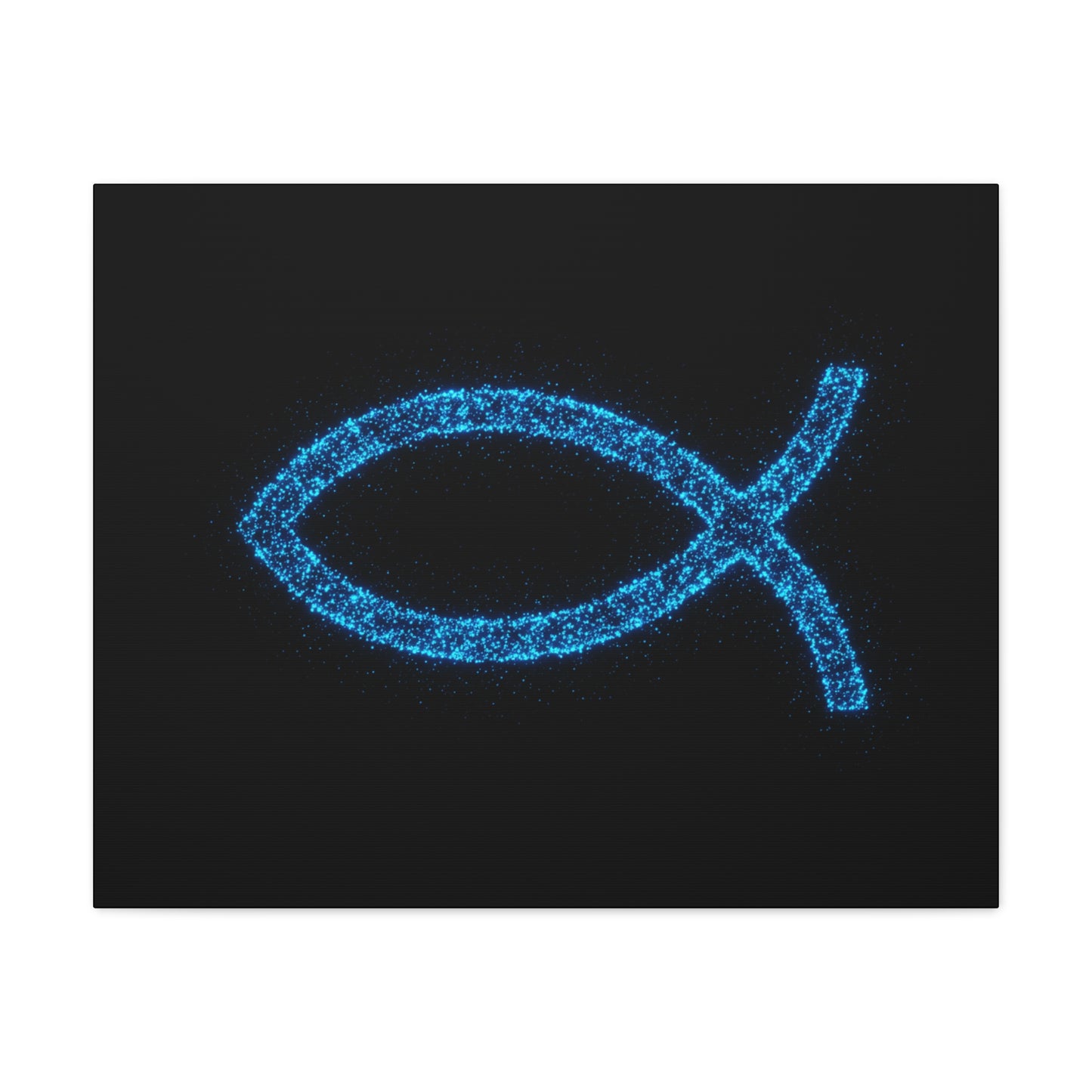 Blue Glitter Fish Symbol Matte Canvas Wall Art