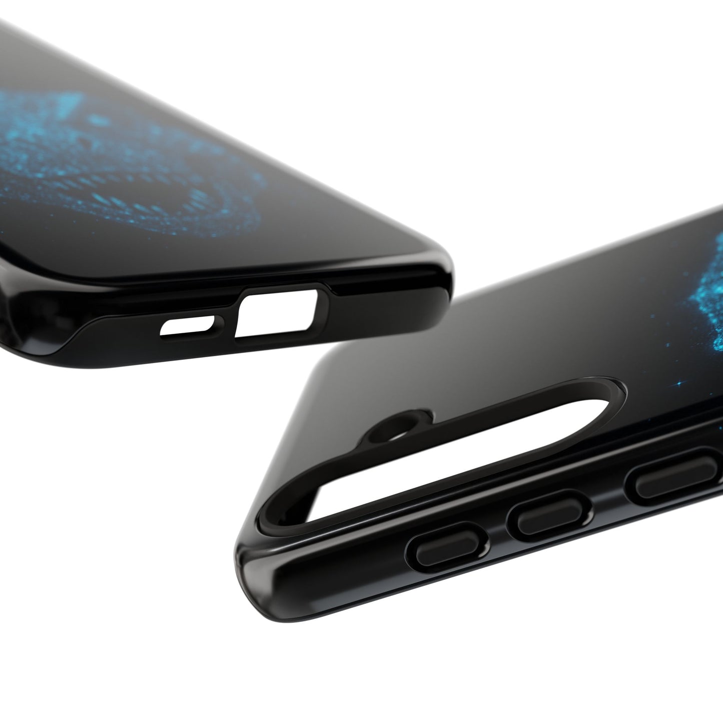 Bioluminescent T-Rex Samsung Case - Galaxy Tough Dual-Layer Cover, Cosmic Dino Particle Design, S25 S24 S23 Gift