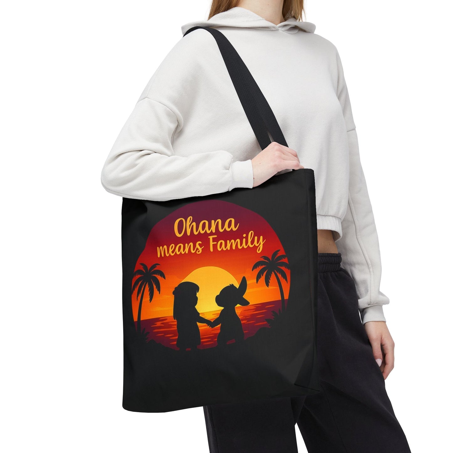 Ohana Means Family Tote Bag – Lilo and Stitch Inspired Bag, Hawaiian Quote, Disney Aesthetic Gift, Reusable Grocery or Beach Bag