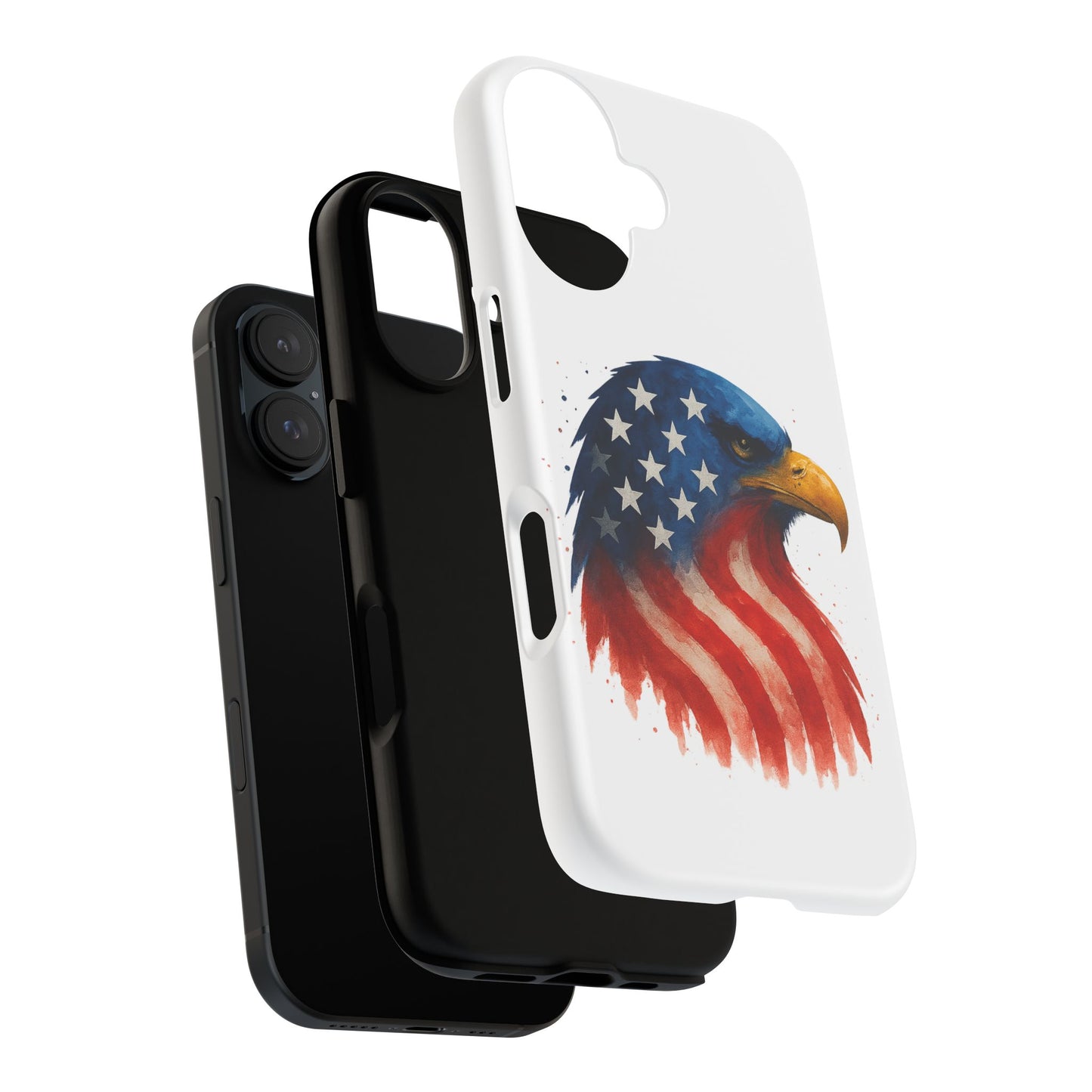 Patriotic Eagle iPhone Case - USA Flag Tough Cover, Dual-Layer Rugged Protection, 4th of July and Veteran Gift
