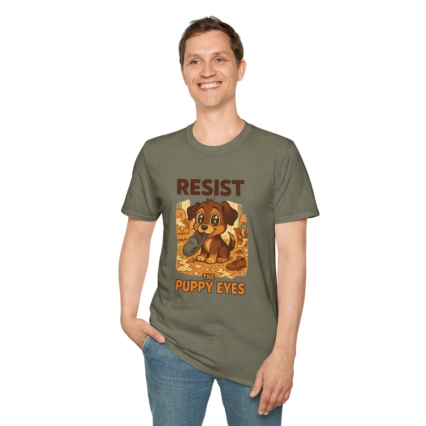 Resist the Puppy Eyes Dog Tee - Cute Puppy Eyes Graphic T-Shirt for Dog Lovers, Funny Pet Gift Shirt, Unisex Animal Lover Tee