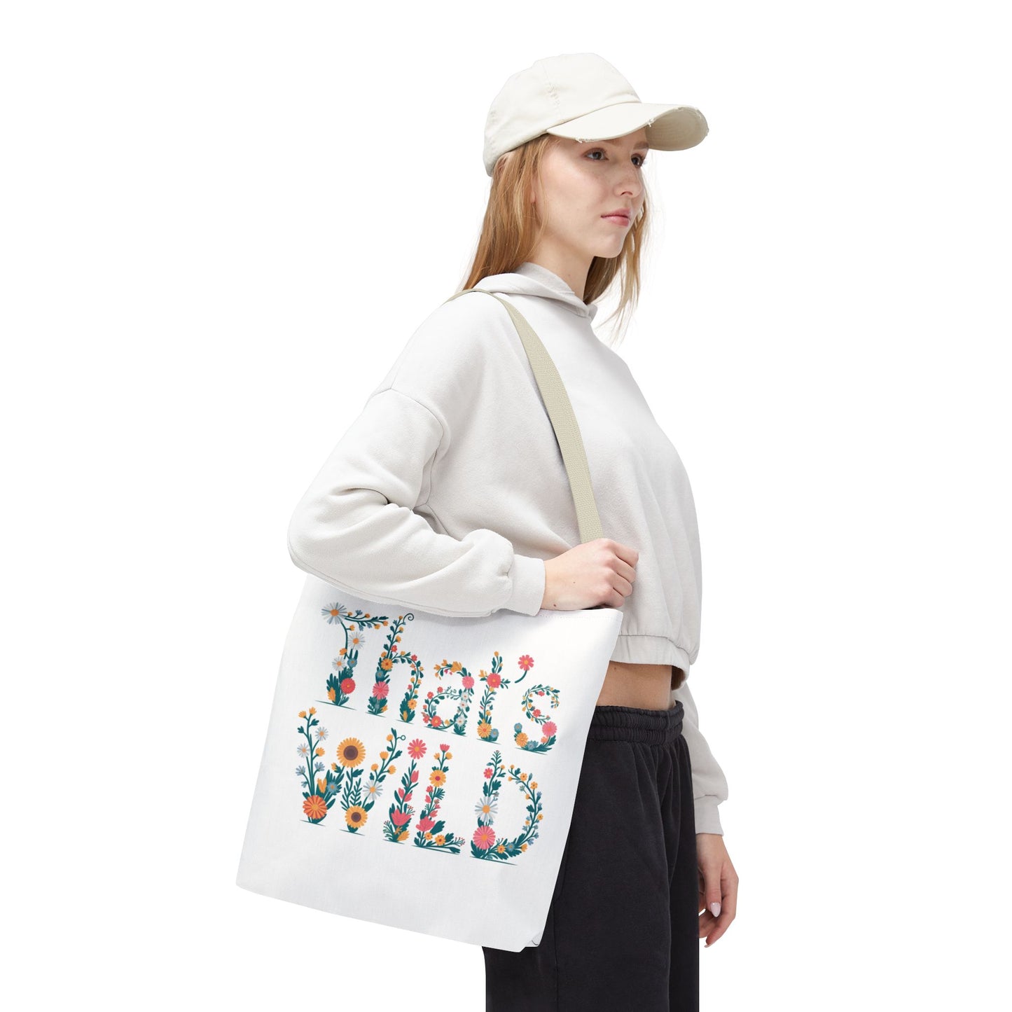 Floral “That’s Wild” Tote Bag – Funny Botanical Reusable Bag, Eco-Friendly Gift for Nature Lovers, Boho Wildflower Design