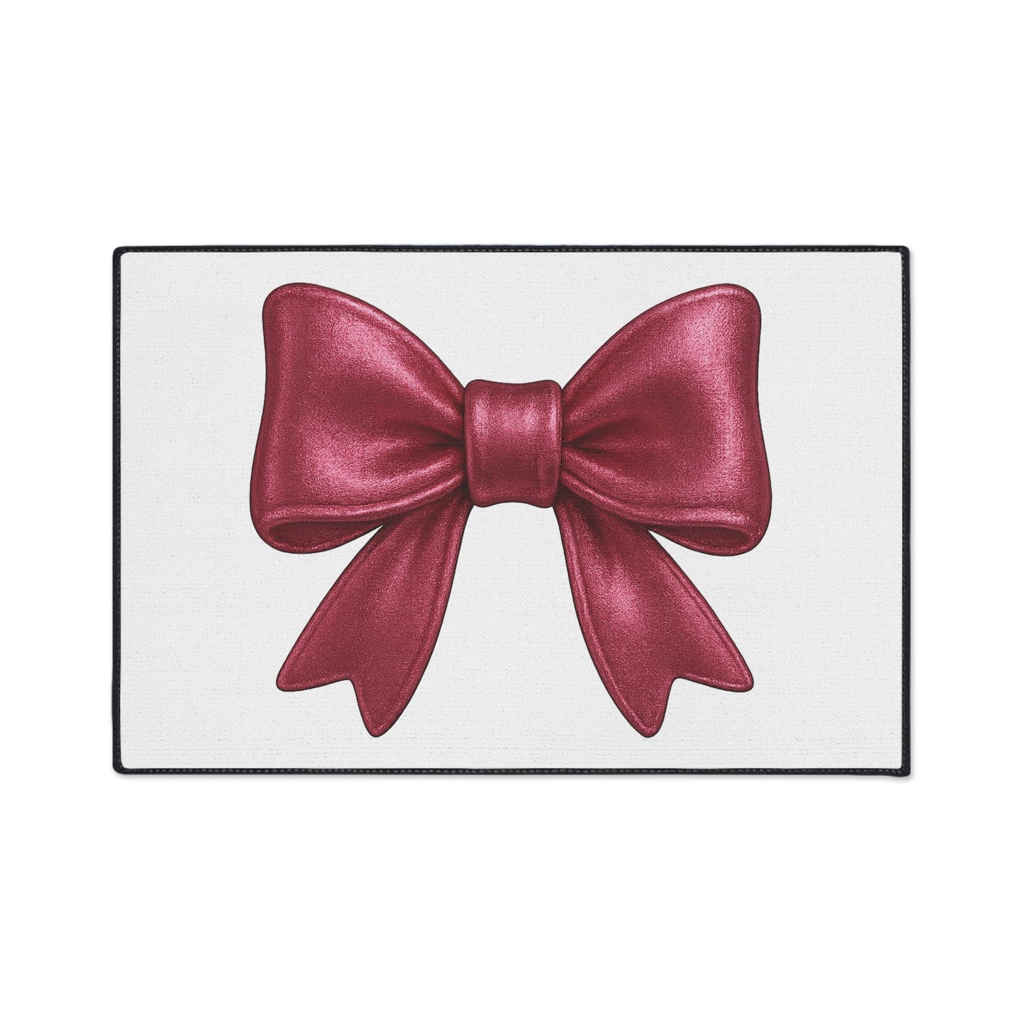 Red Bow Door Mat - Cute Glam Entry Rug, Pink Ribbon Welcome Mat, Girly Home Decor, Holiday Front Door Rug
