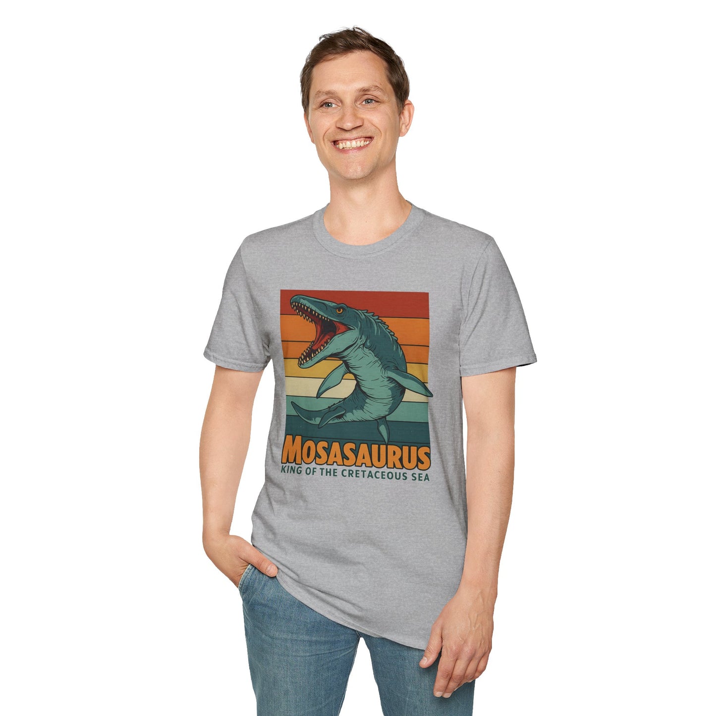 Retro Mosasaurus T-Shirt - Cretaceous Sea Monster Graphic Tee, Dinosaur Lover Gift, Paleontology Birthday, Soft Unisex Jurassic Cotton