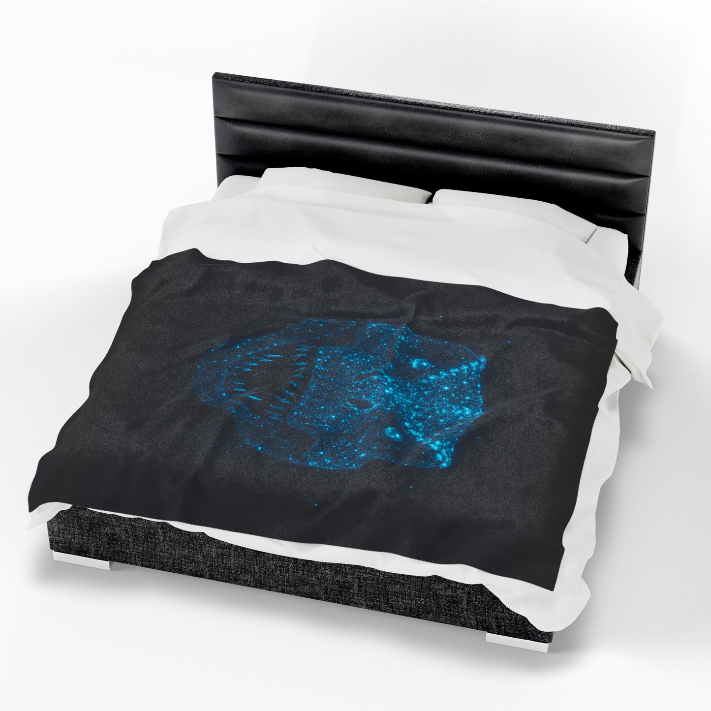 Bioluminescent-Style T-Rex Blanket - Neon Blue Dinosaur Throw for Kids, Teens and Gamers - Soft Cozy Dino Bedding, Unique Jurassic Gift