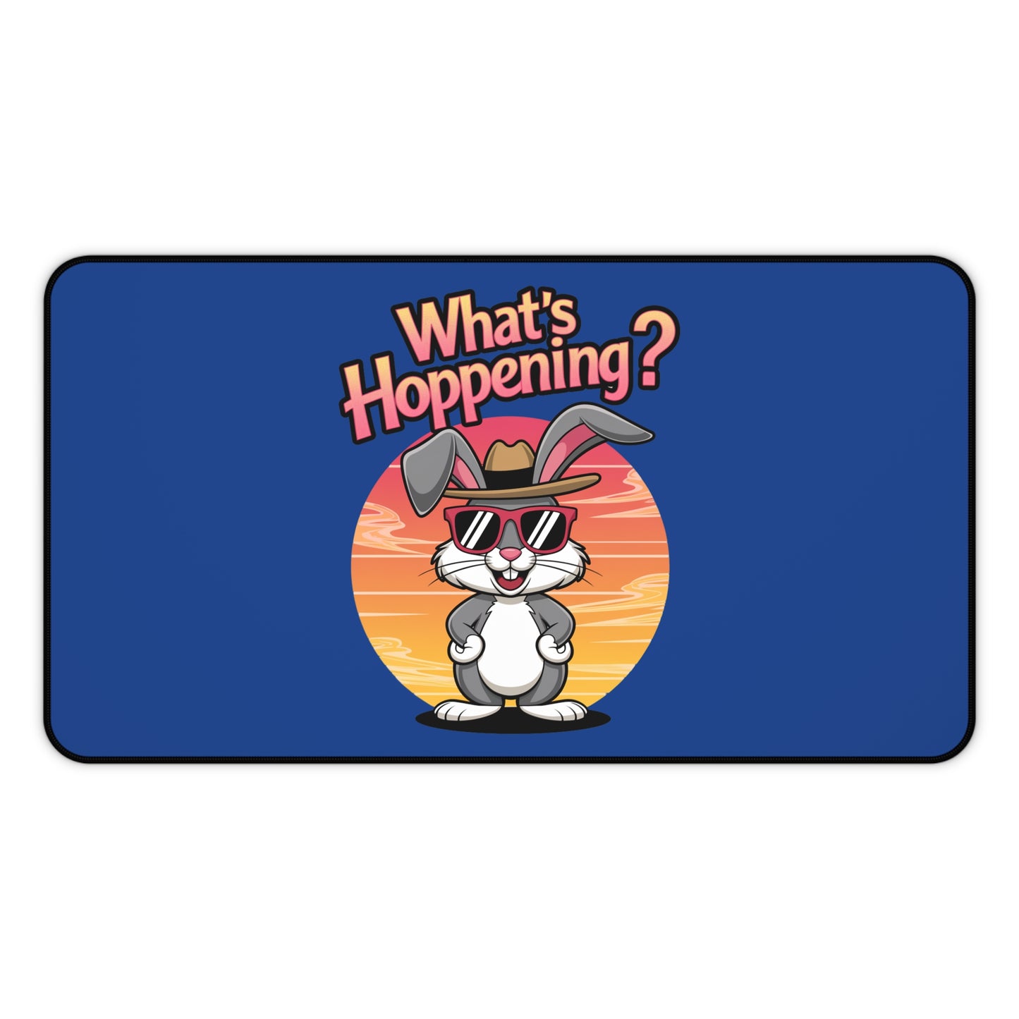 Funny Cartoon Desk Mat - 'What's Happening?' with Cool Bunny Design