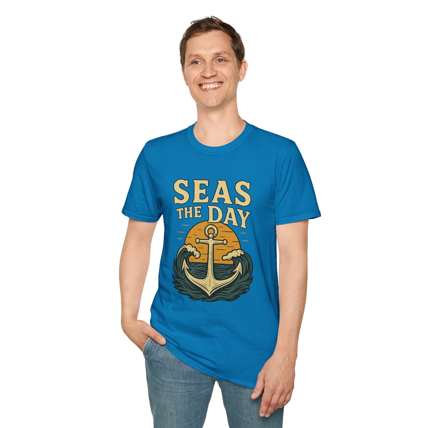 Seas the Day Shirt – Nautical Anchor Ocean Tee | Coastal Beach Graphic T-Shirt | Funny Seaside Pun Gift | Unisex Summer Travel Top