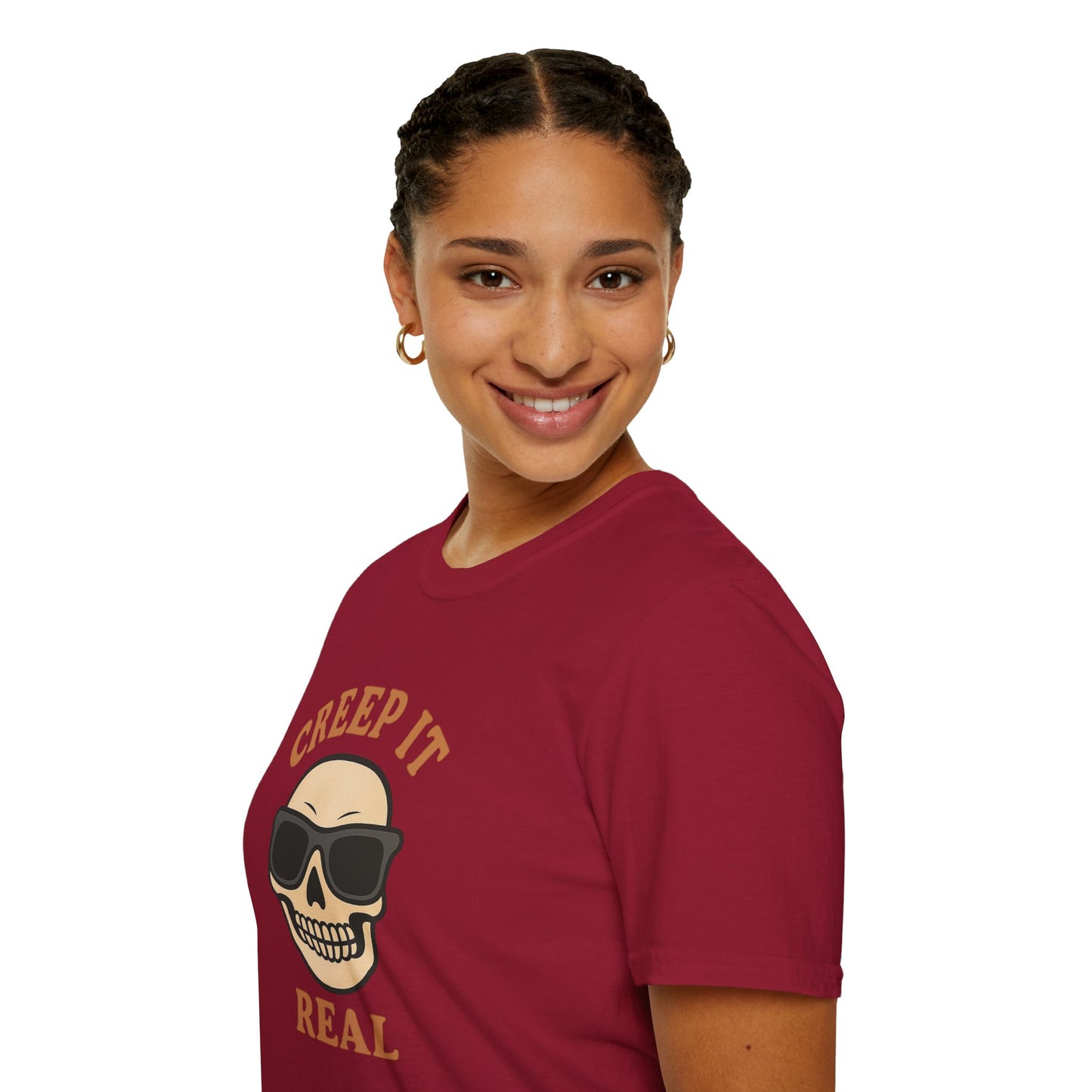 Creep It Real Shirt - Funny Skull Halloween T-Shirt, Spooky Season Graphic Tee, Cool Skeleton with Sunglasses, Humorous Fall Top
