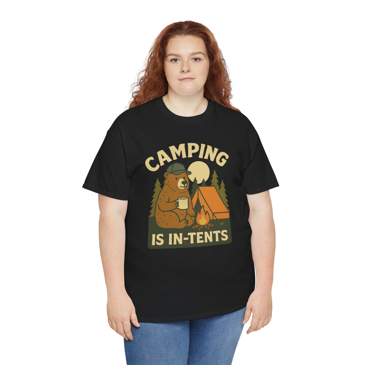 Camping Is In-Tents Funny Bear Camping Tee - Cute Outdoorsy Pun Shirt - Retro Campfire Graphic, Nature Lover Gift, Unisex Adventure Apparel