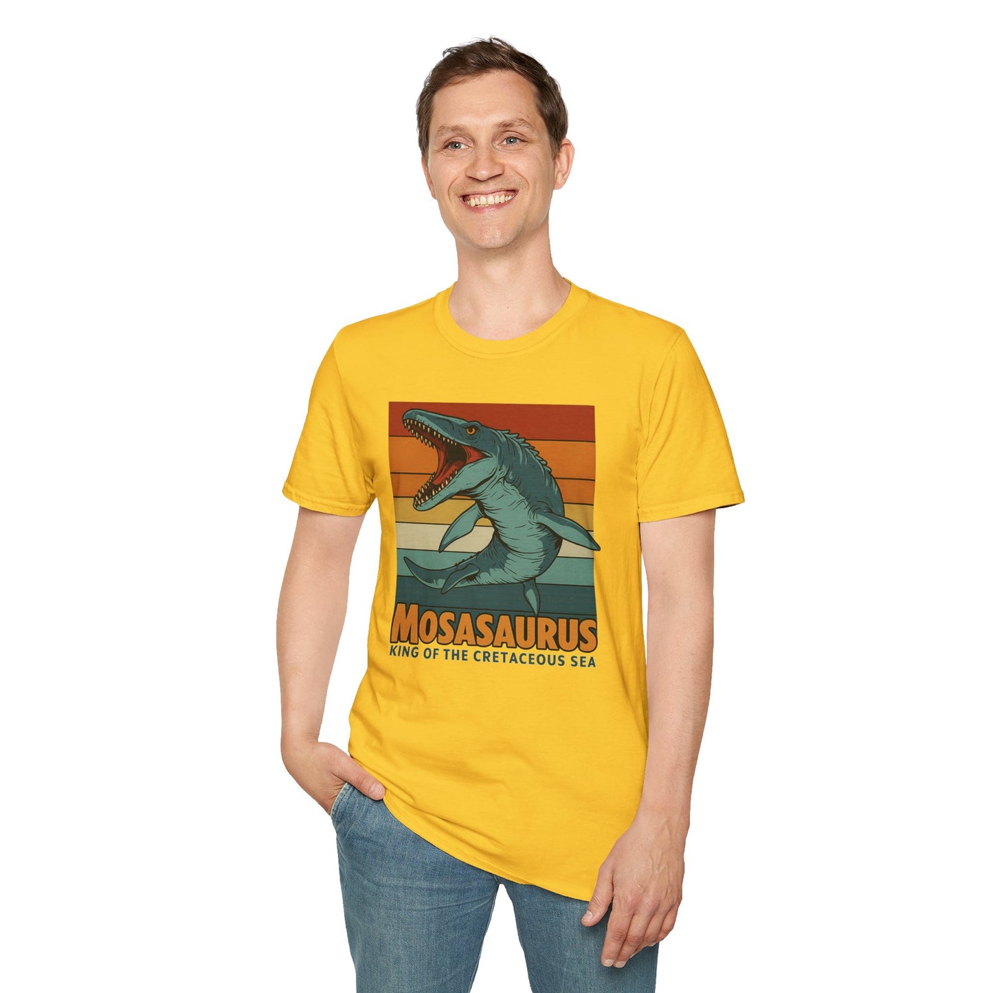 Retro Mosasaurus T-Shirt - Cretaceous Sea Monster Graphic Tee, Dinosaur Lover Gift, Paleontology Birthday, Soft Unisex Jurassic Cotton