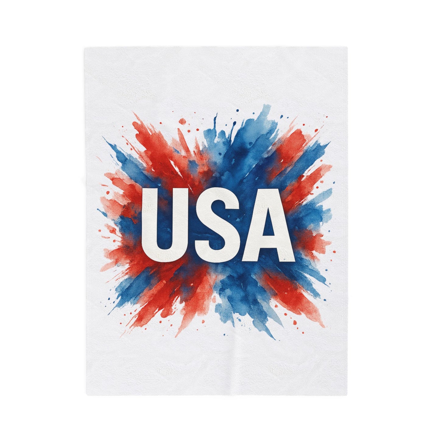 USA Plush Throw Blanket - Soft Polyester Patriotic Blanket for Bed or Couch, Red White Blue 4th of July Decor, Veteran or Citizenship Gift