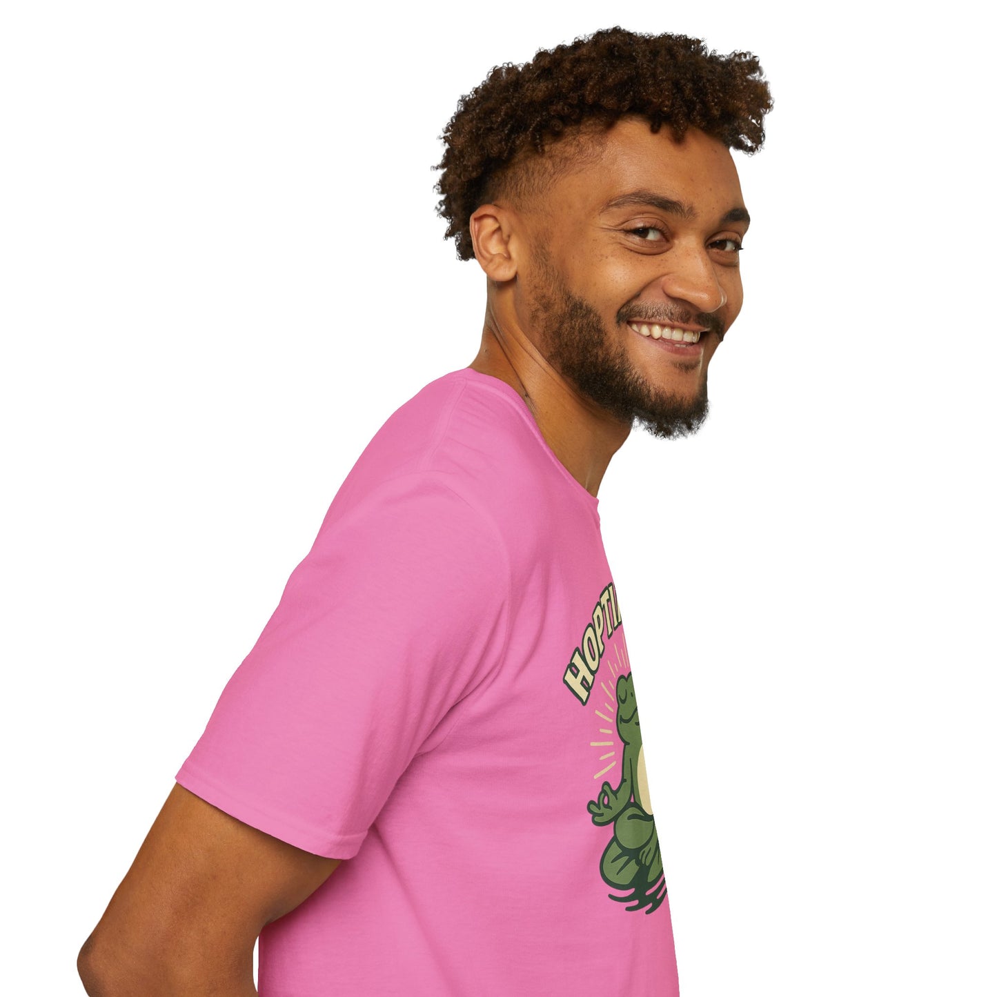 HOPTIMISTIC Relaxed Zen Frog T-Shirt • Cute Animal Graphic Tee • Mindful Yoga Frog Humor • Unisex Gift • Nature Lover Shirt