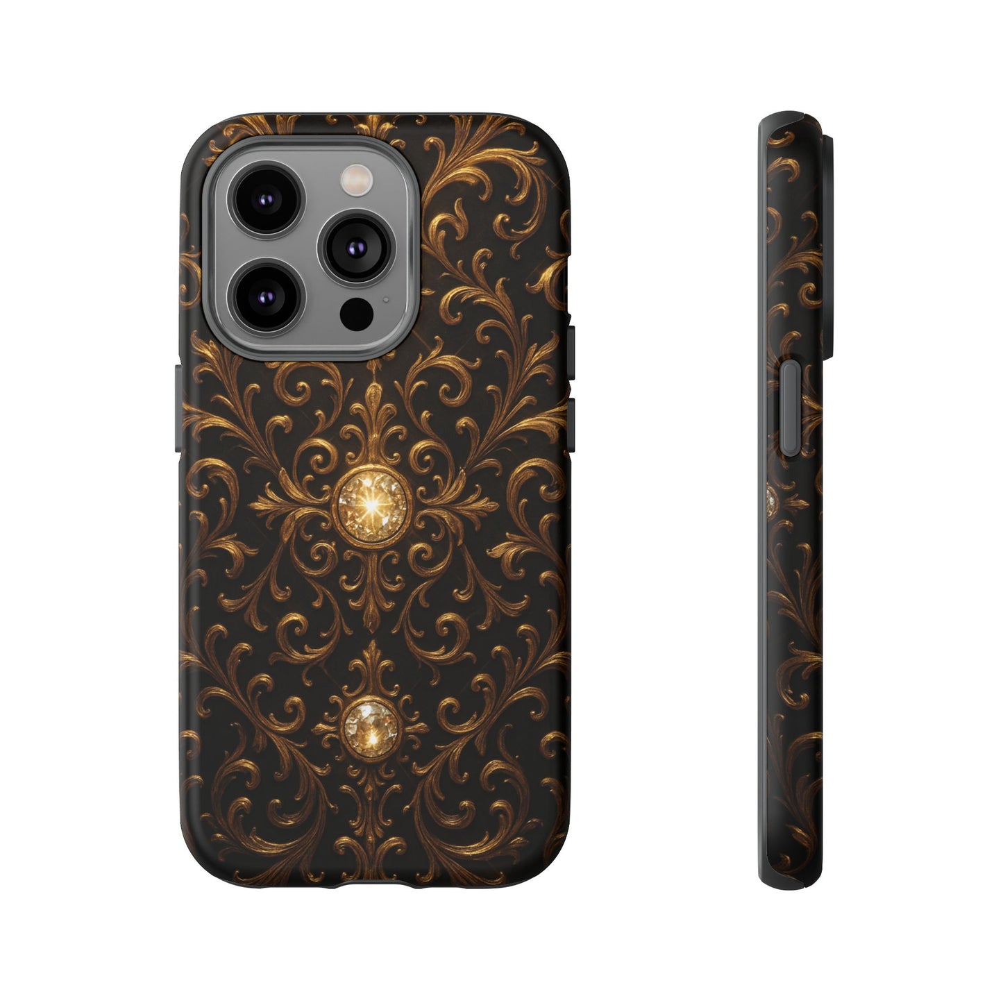 Baroque iPhone Case β Elegant Gold Floral Scroll Design for iPhone 16, 15, 14, 13, Pro Max & More