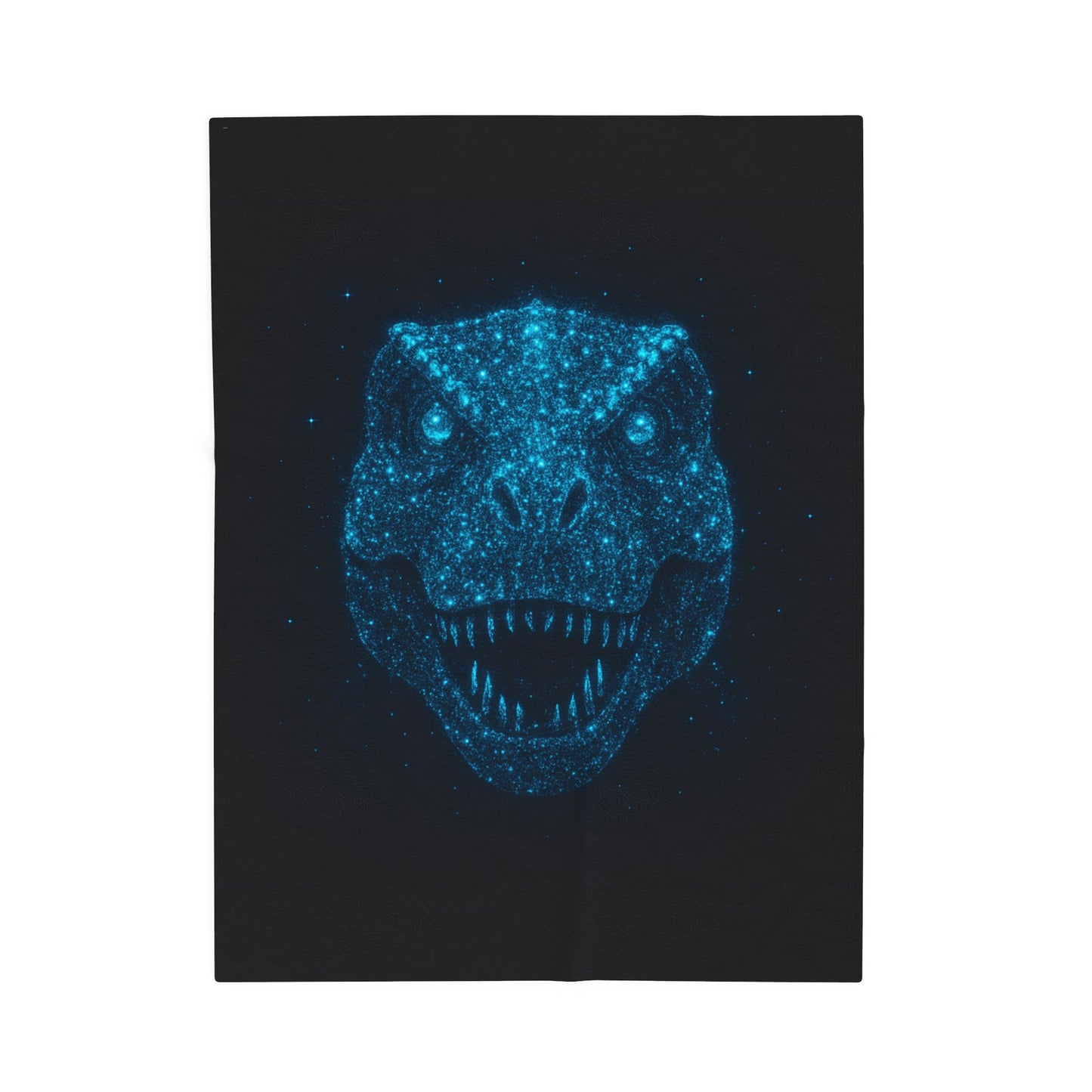 Bioluminescent-Style T-Rex Blanket - Neon Blue Dinosaur Throw for Kids, Teens and Gamers - Soft Cozy Dino Bedding, Unique Jurassic Gift