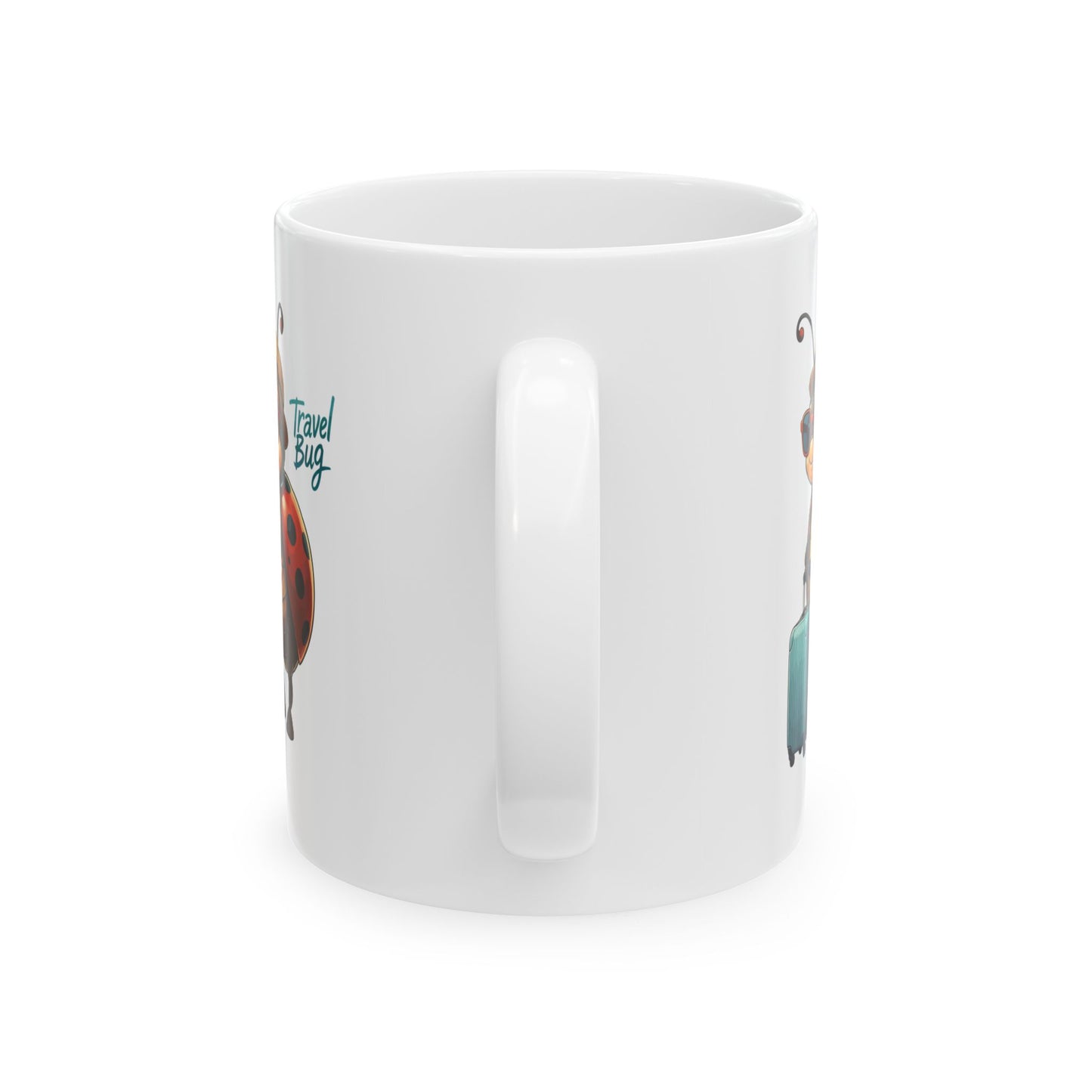Travel Bug Coffee Mug – Cute Ladybug Traveler Ceramic Mug, Whimsical Travel Gift, Eco-Friendly Kitchen Cup for Bug Lovers