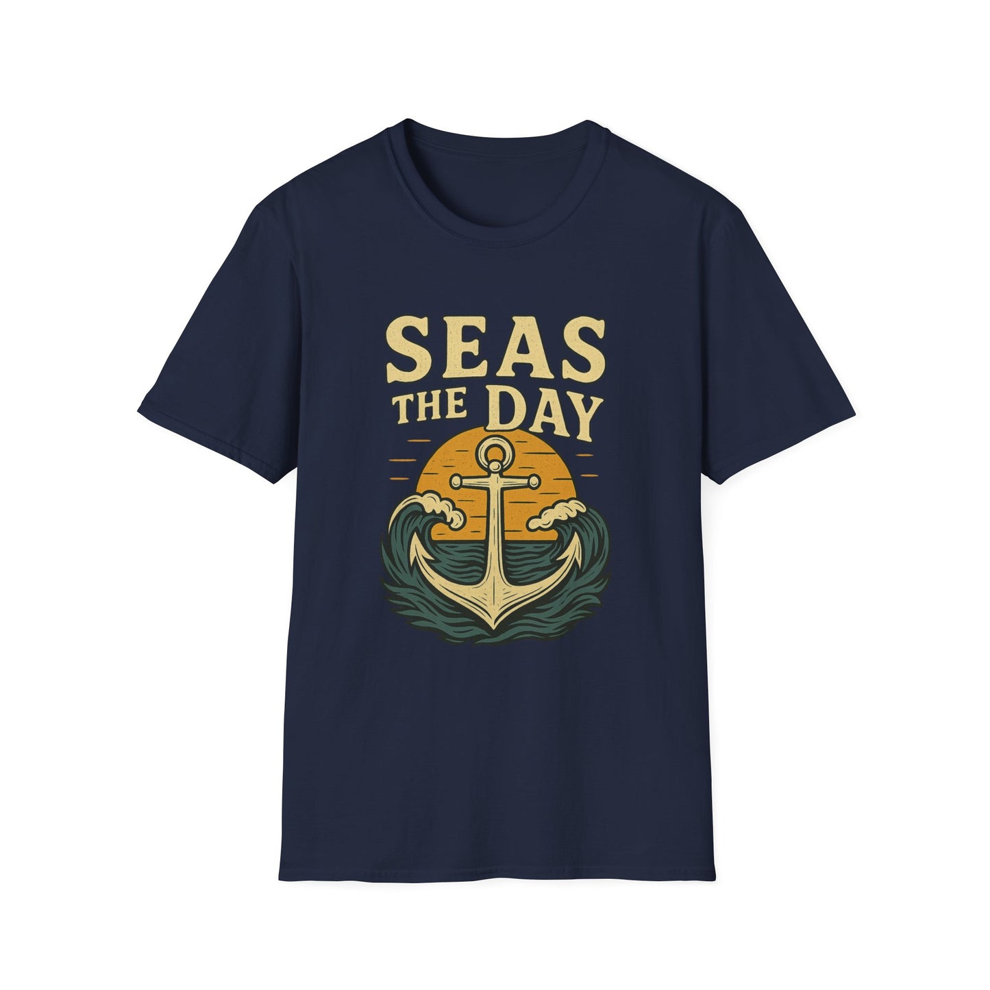 Seas the Day Shirt – Nautical Anchor Ocean Tee | Coastal Beach Graphic T-Shirt | Funny Seaside Pun Gift | Unisex Summer Travel Top