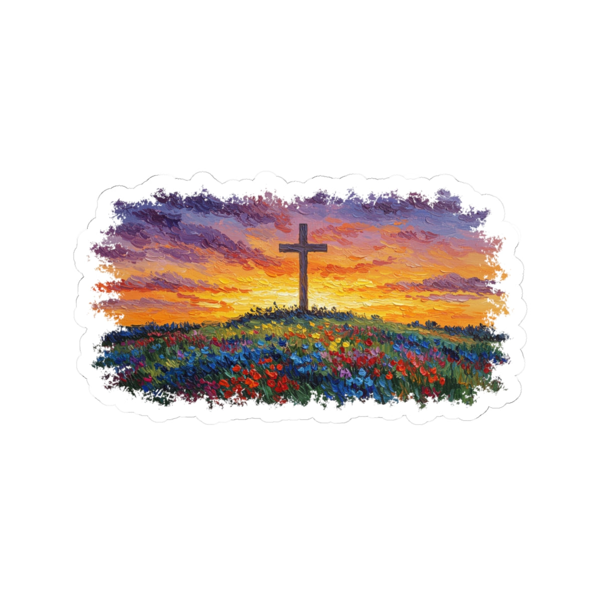 Van Gogh Cross Kiss-Cut Stickers Cross Sticker Christian Decal Spiritual Decor