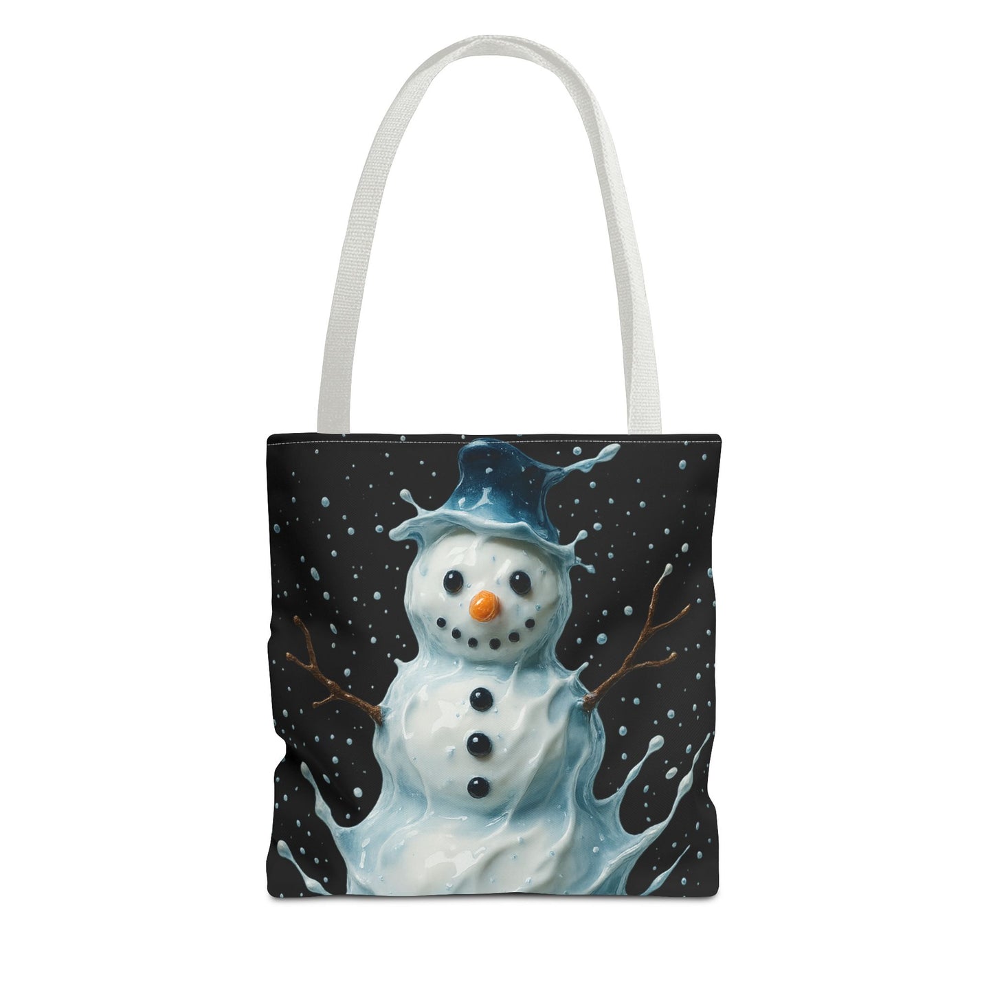 Winter Snowman Tote Bag, Festive Christmas Gift Bag, Holiday Shopping Tote, Snowy Season Accessory, Reusable Winter Art Bag For Everyday Use