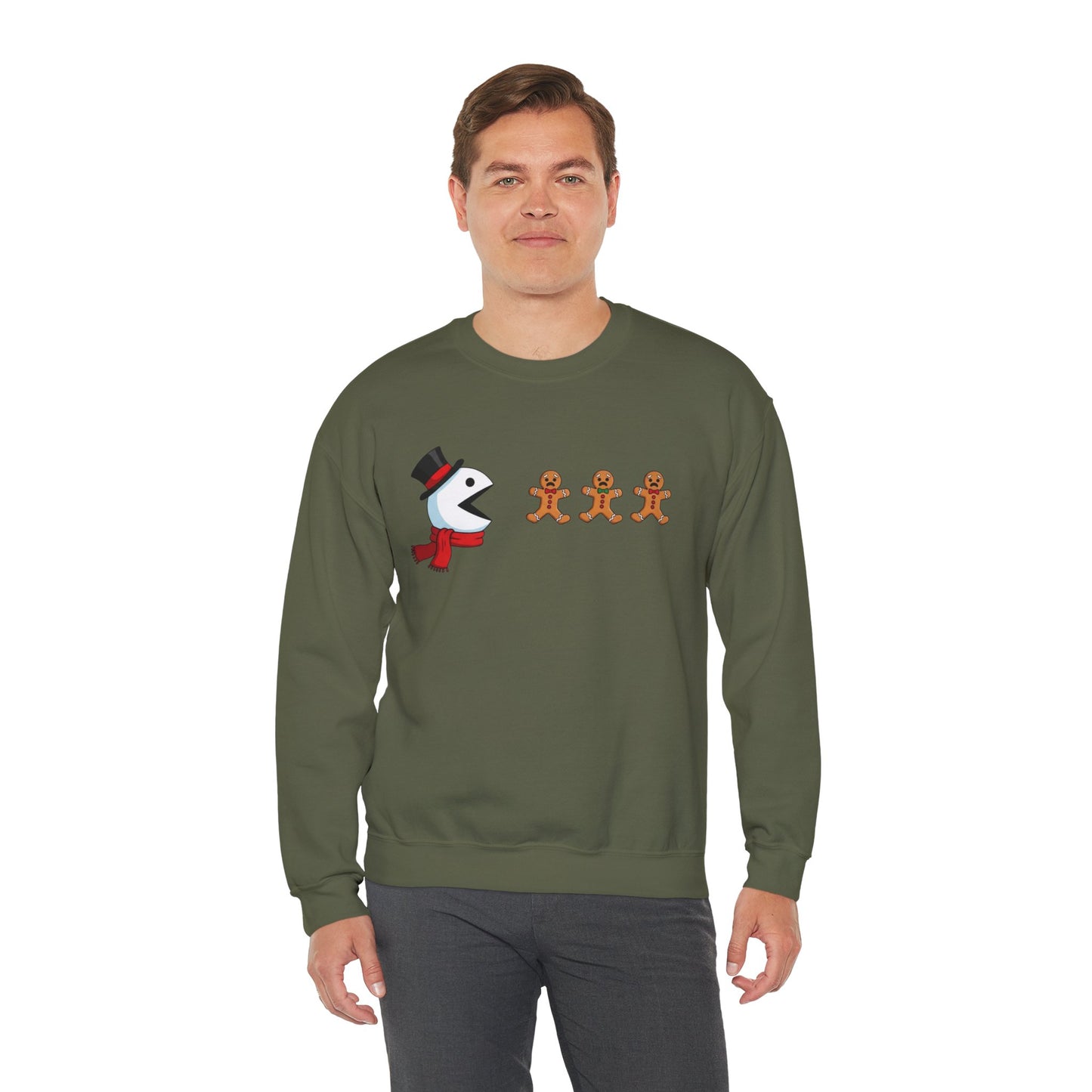 Funny Snowman And Gingerbread Sweatshirt, Cute Christmas Crewneck, Holiday Winter Sweater, Festive Graphic Pullover For Men And Women