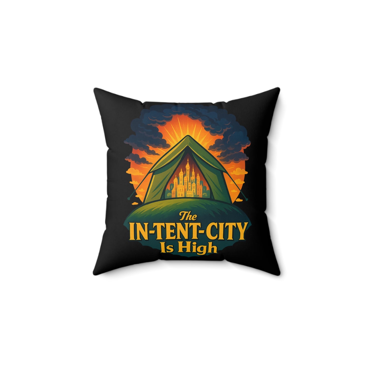 Square Pillow City in a Tent The In-Tent-City is High Intense Throw Intensity Decor Dorm Room Decor