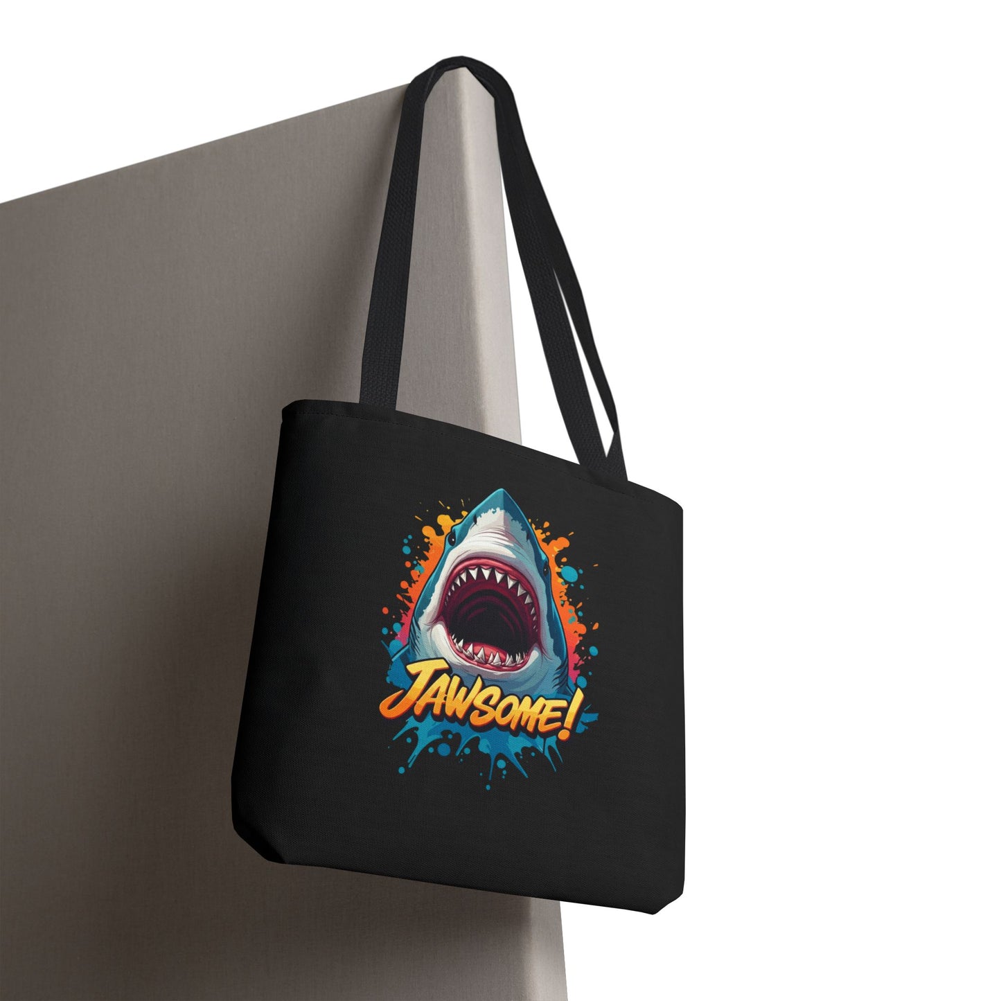 Shark Tote Bag – JAWSOME Funny Ocean Lover Bag – Durable Reusable Grocery, Beach, or Everyday Tote – Gift for Shark Fans & Sea Lovers